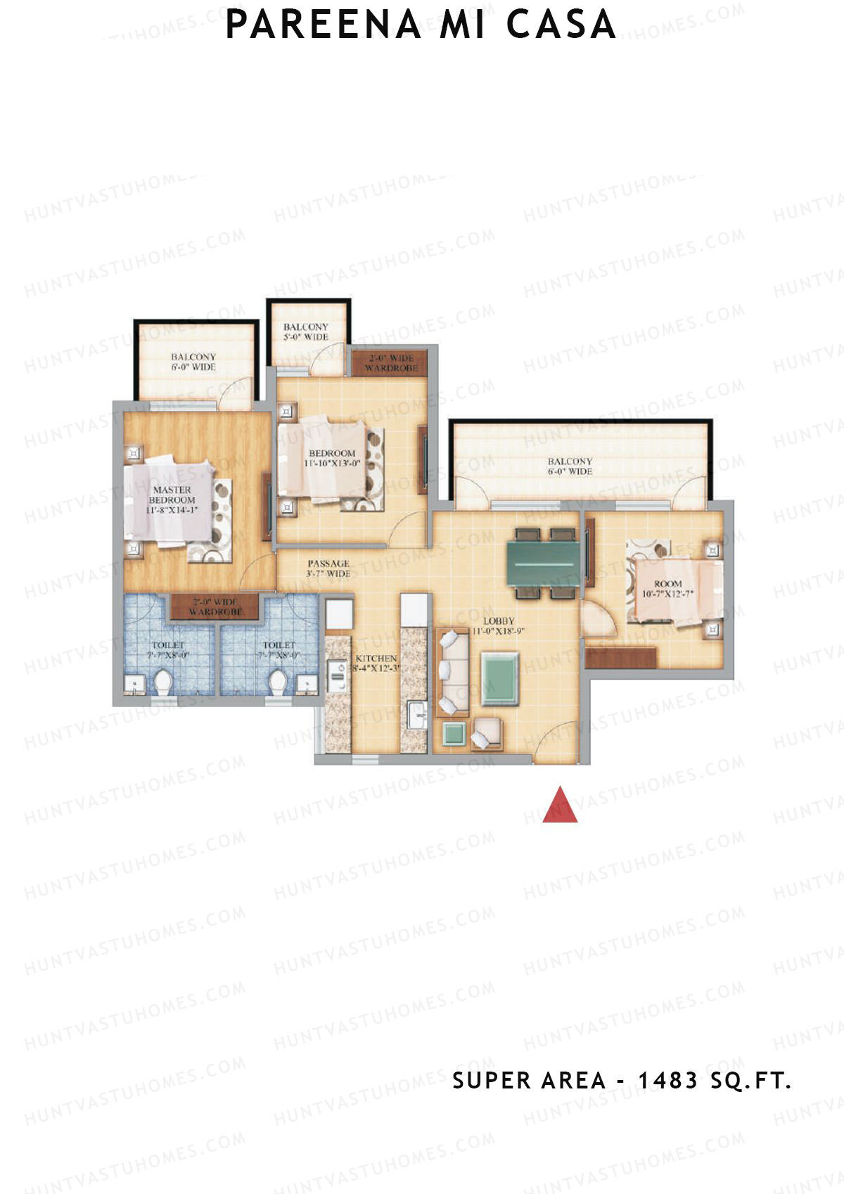Pareena Mi Casa Tower 3 Unit 1 (Type 1) Floor Plan