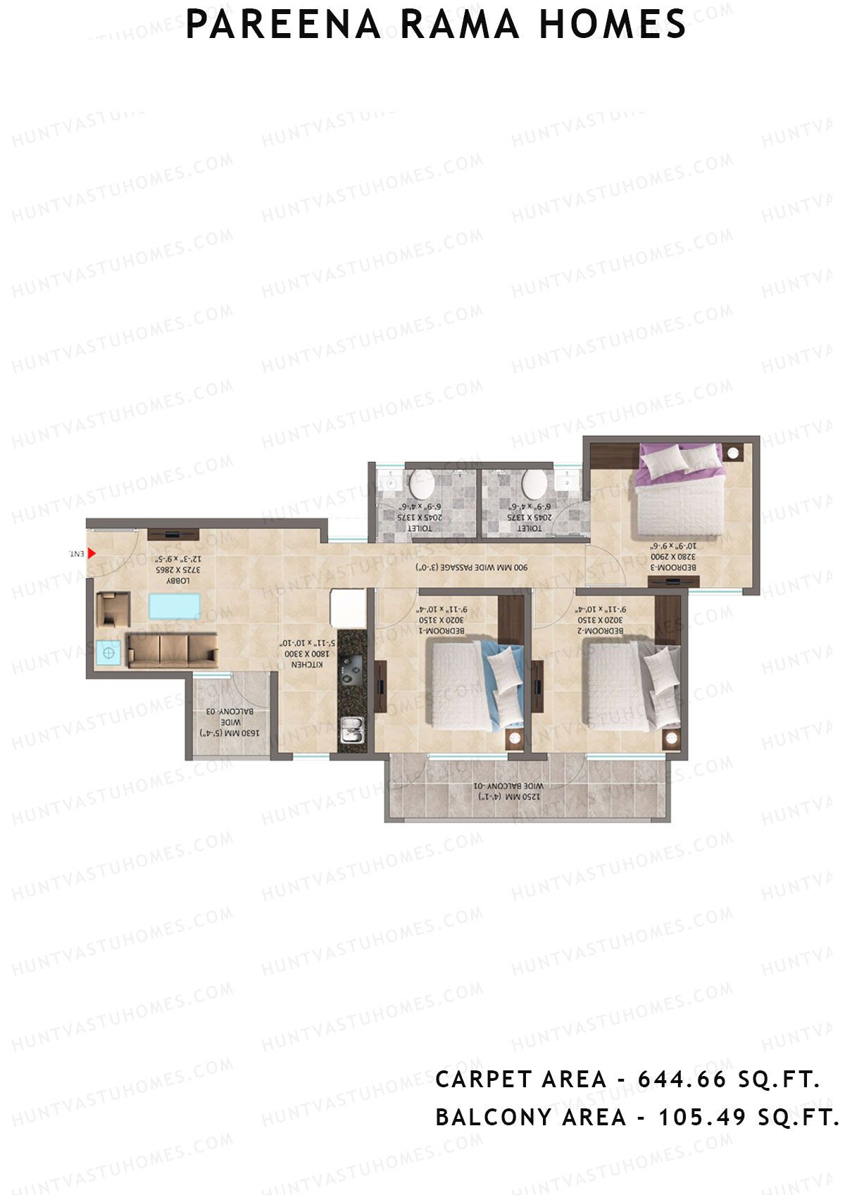 Pareena Rama Homes Tower 1 Unit 1 Floor Plan