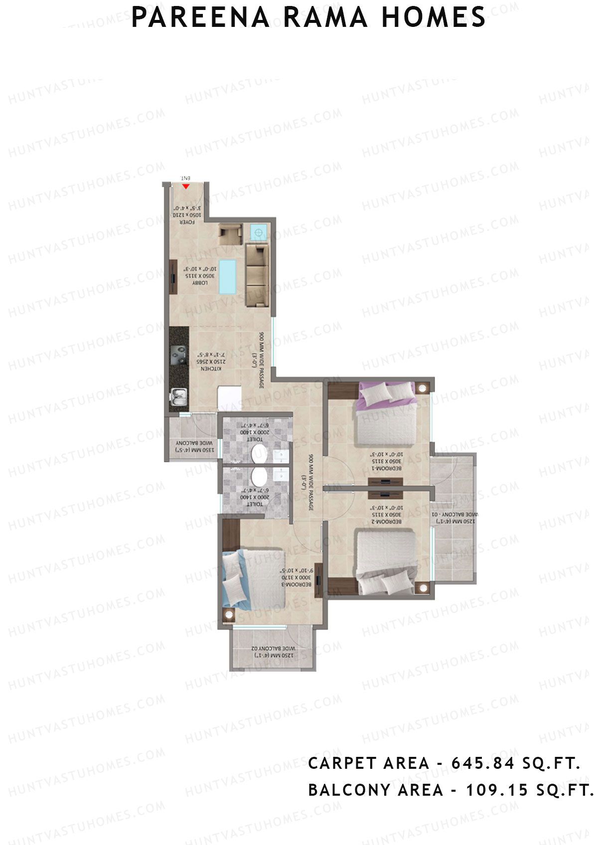Pareena Rama Homes Tower 1 Unit 2 Floor Plan