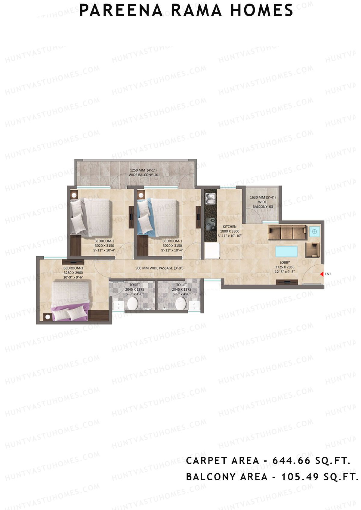 Pareena Rama Homes Tower 1 Unit 5 Floor Plan