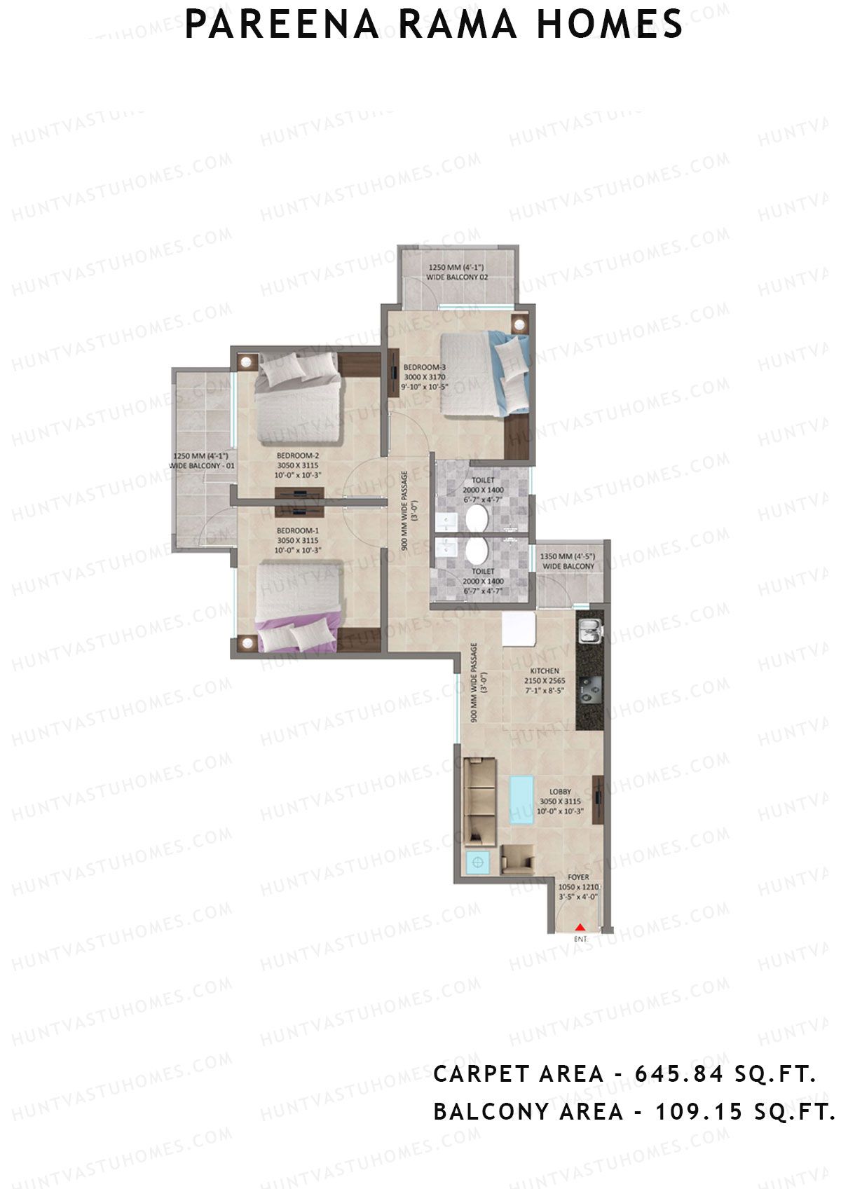 Pareena Rama Homes Tower 1 Unit 6 Floor Plan