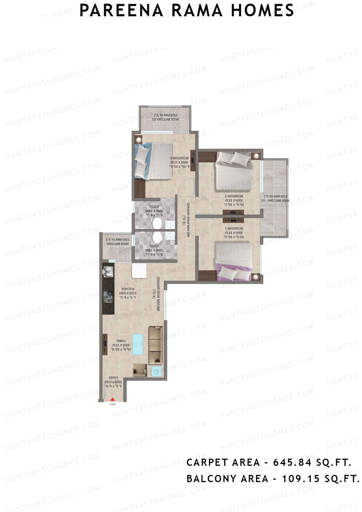 Pareena Rama Homes Tower 1 Unit 7 Floor Plan
