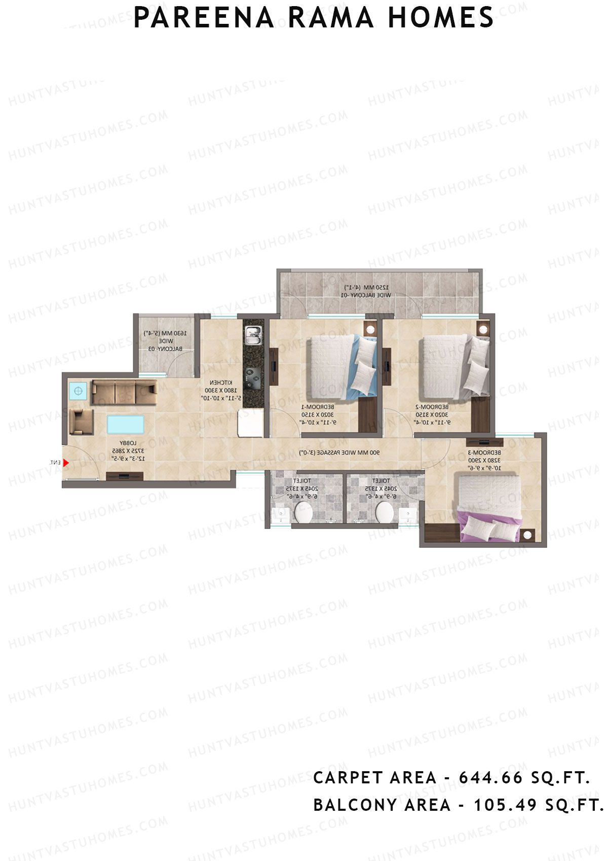 Pareena Rama Homes Tower 1 Unit 8 Floor Plan