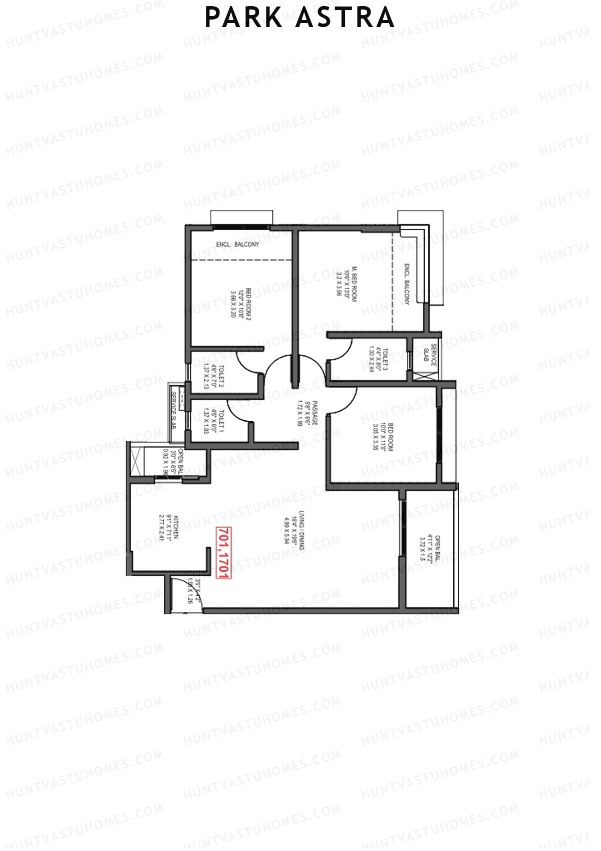 Park Astra Wing I Unit 1 Floor Plan