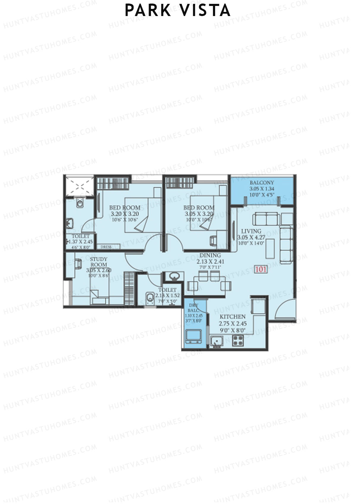 Park Vista Tower A3 Unit 1 Floor Plan