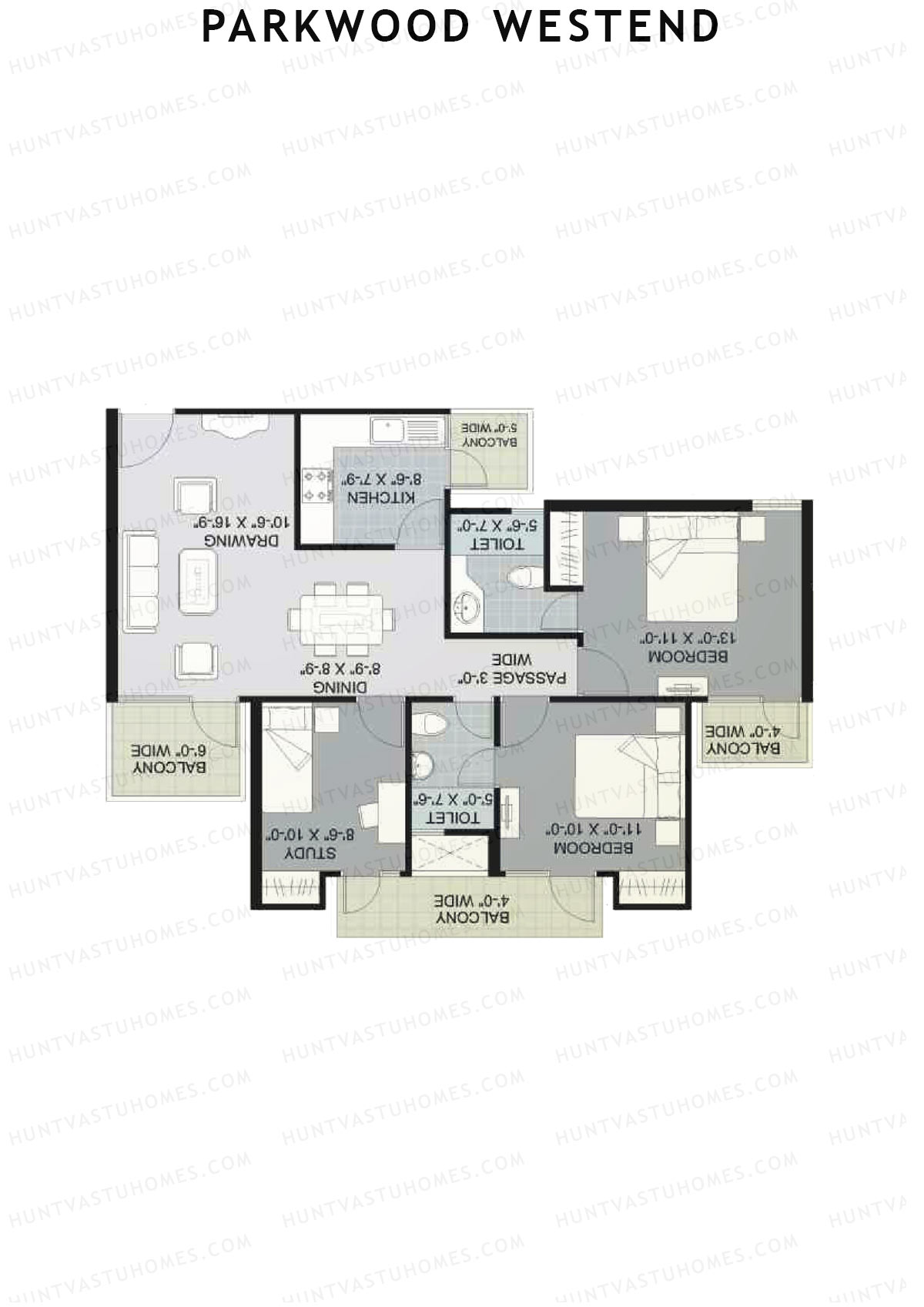 Parkwood Westend Block A Unit 2 (Type A) Floor Plan