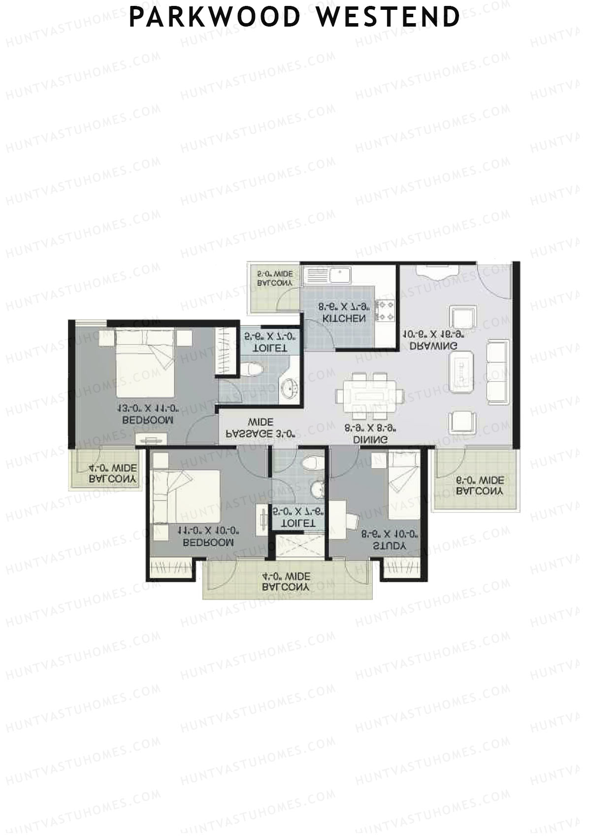 Parkwood Westend Block A Unit 3 (Type A) Floor Plan