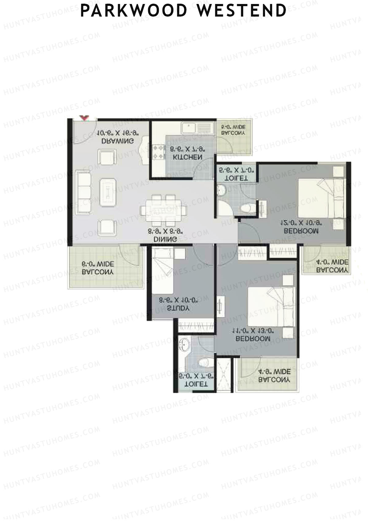 Parkwood Westend Block B Unit 3 (Type B) Floor Plan