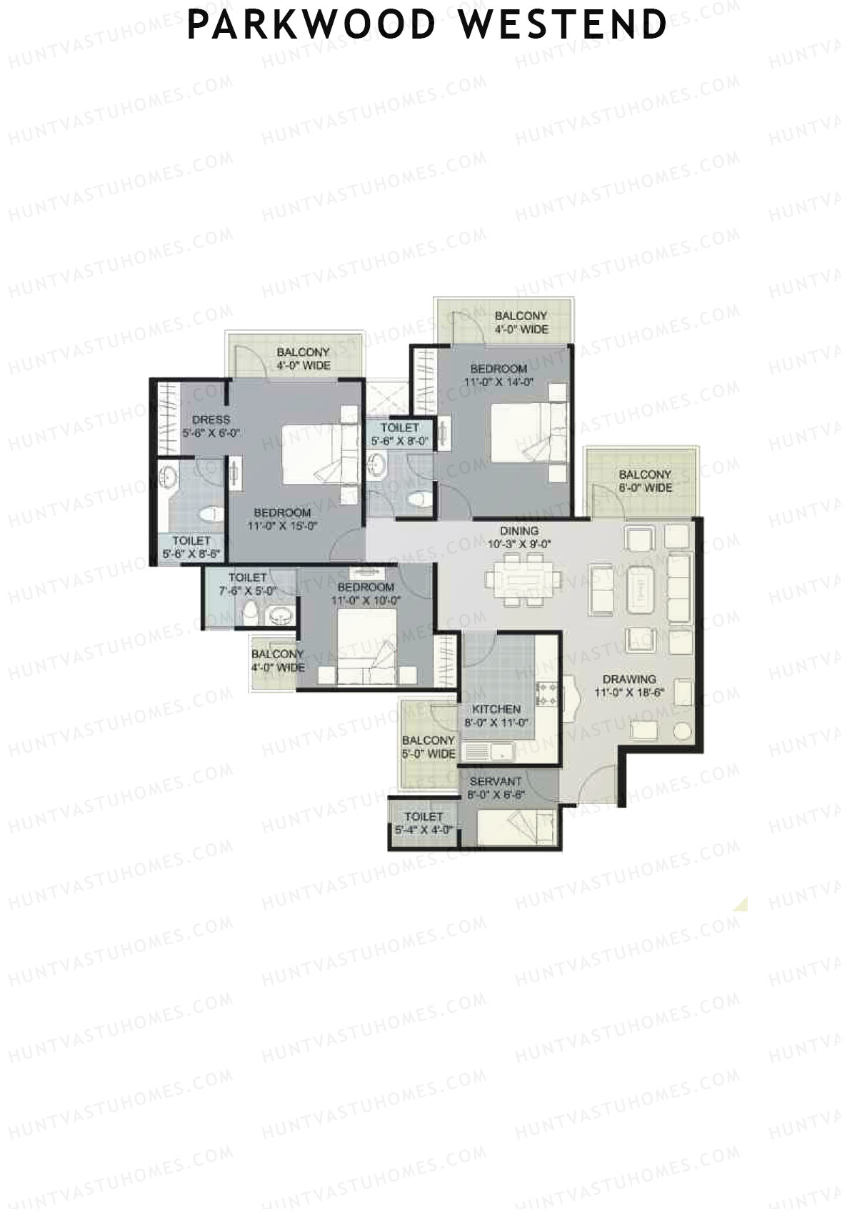 Parkwood Westend Block D Unit 1 (Type D) Floor Plan