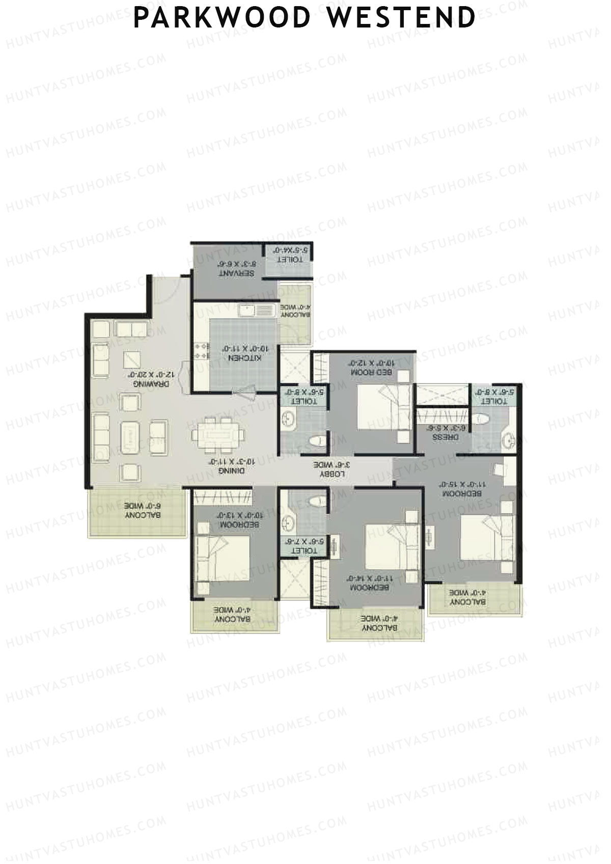 Parkwood Westend Block D Unit 5 (Type E) Floor Plan