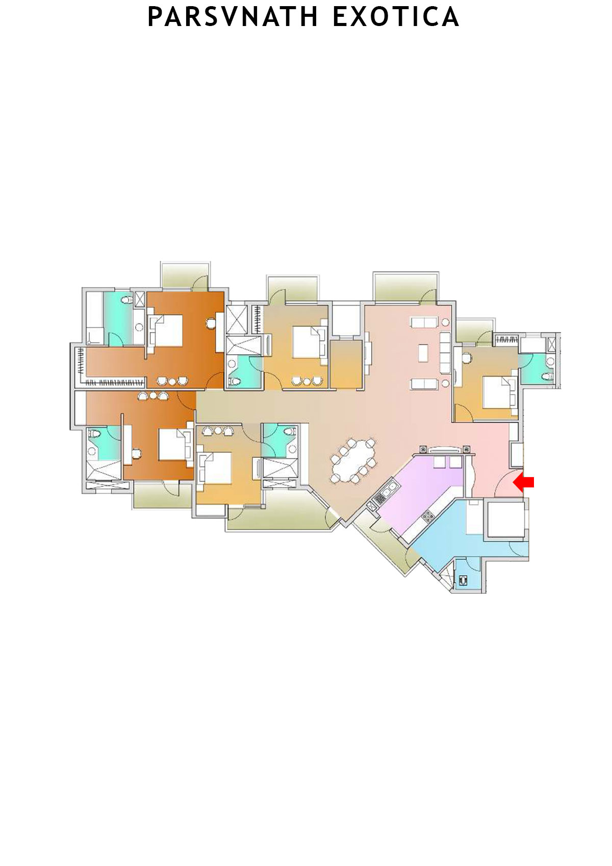Parsvnath Exotica Tower A1 Unit 2 (Type A) Floor Plan