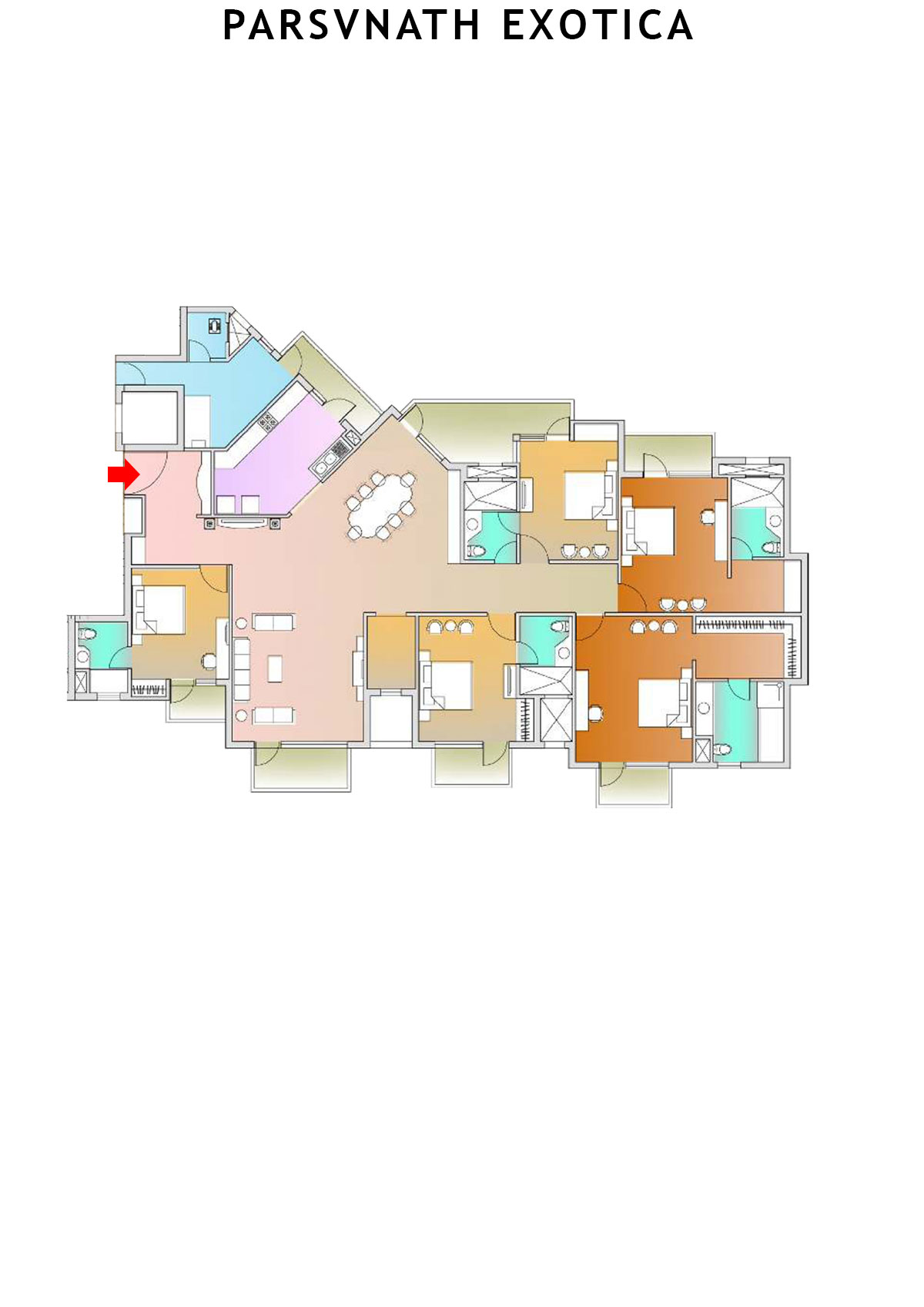 Parsvnath Exotica Tower A2 Unit 1 (Type A) Floor Plan
