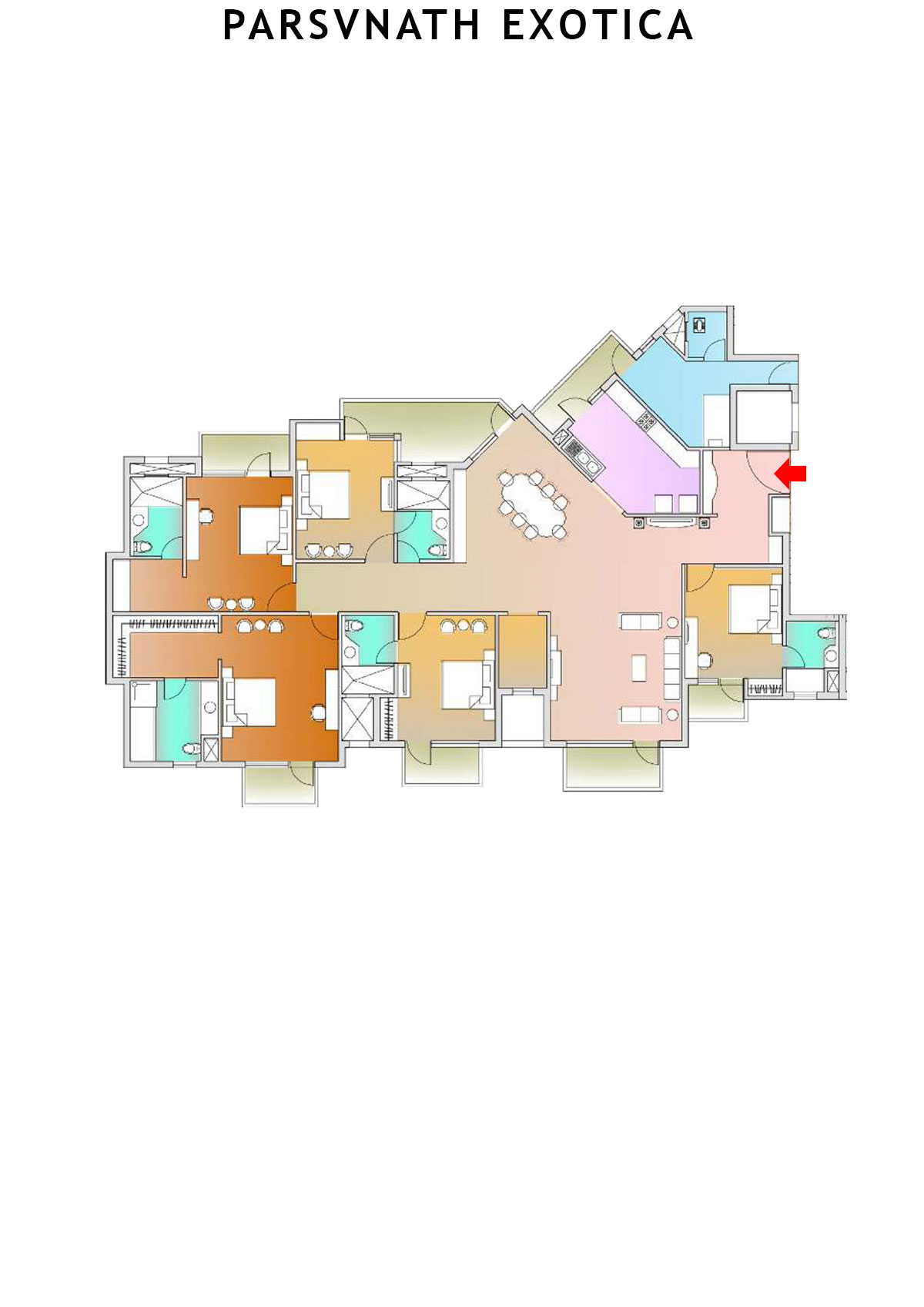 Parsvnath Exotica Tower A2 Unit 2 (Type A) Floor Plan