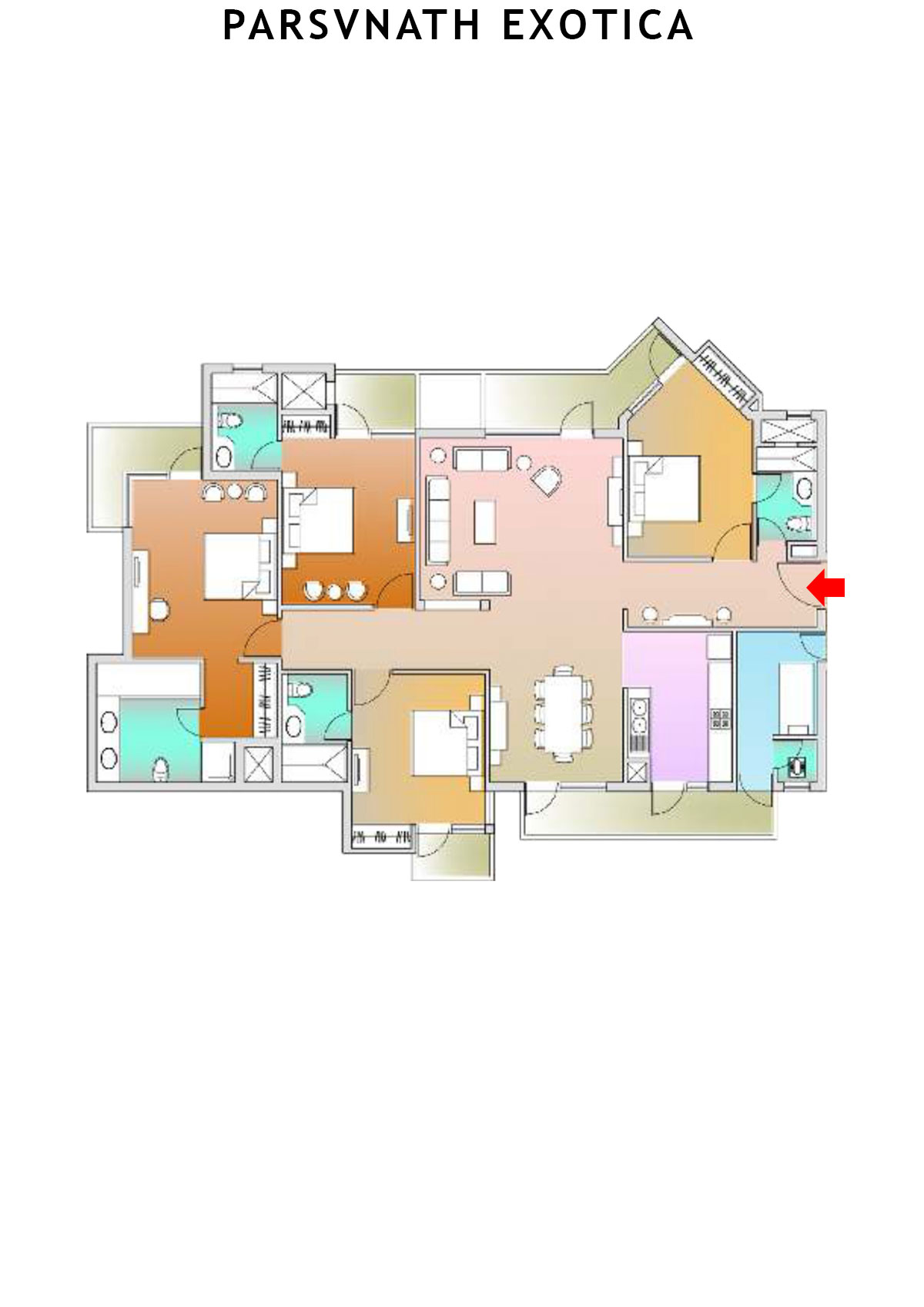 Parsvnath Exotica Tower B2 Unit 2 (Type B) Floor Plan