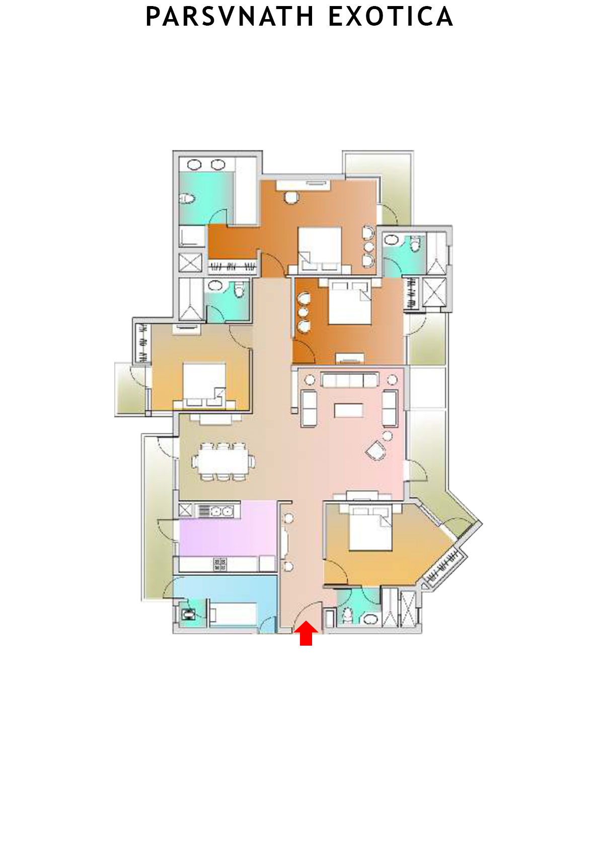 Parsvnath Exotica Tower B5 Unit 2 (Type B) Floor Plan