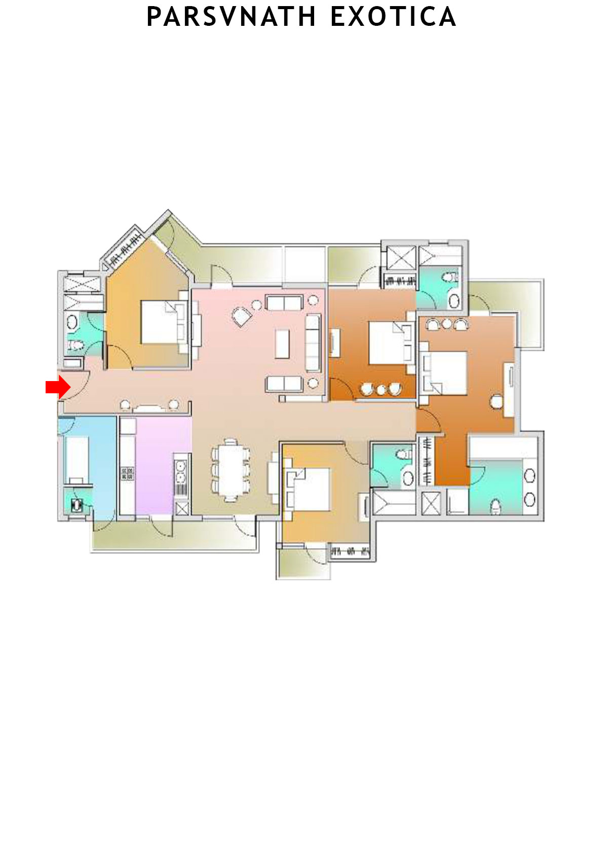Parsvnath Exotica Tower B6 Unit 1 (Type B) Floor Plan