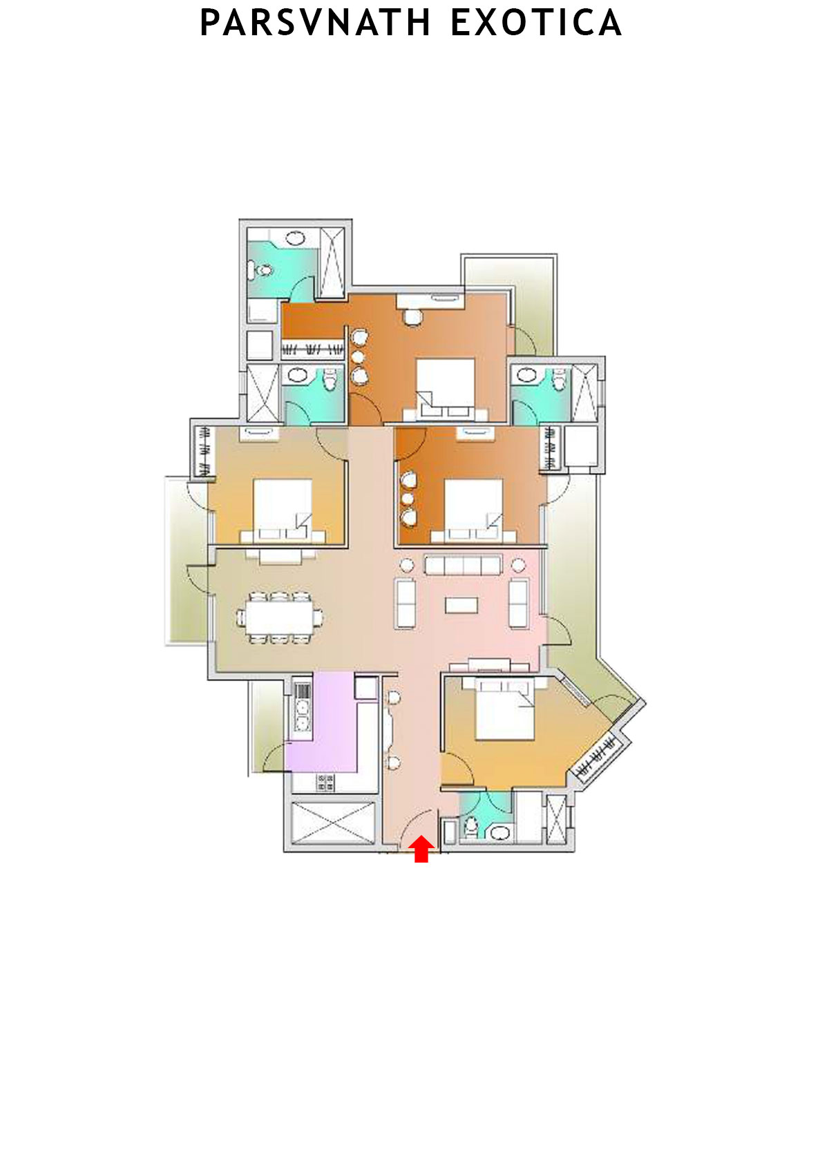 Parsvnath Exotica Tower C1 Unit 1 (Type C) Floor Plan