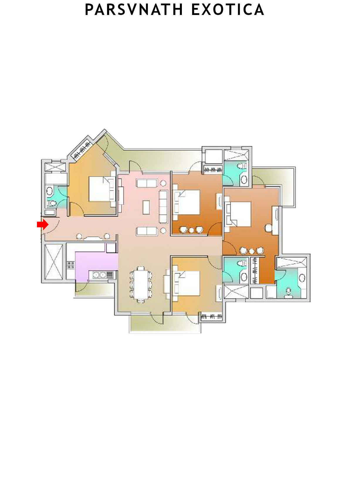 Parsvnath Exotica Tower C1 Unit 3 (Type C) Floor Plan