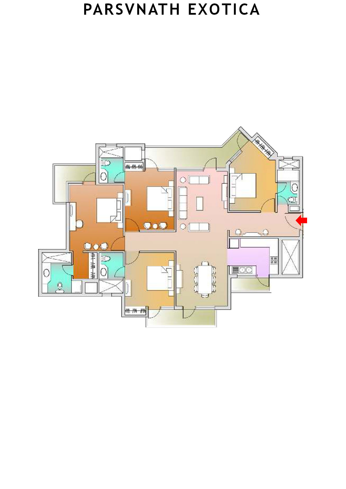 Parsvnath Exotica Tower C2 Unit 1 (Type C) Floor Plan