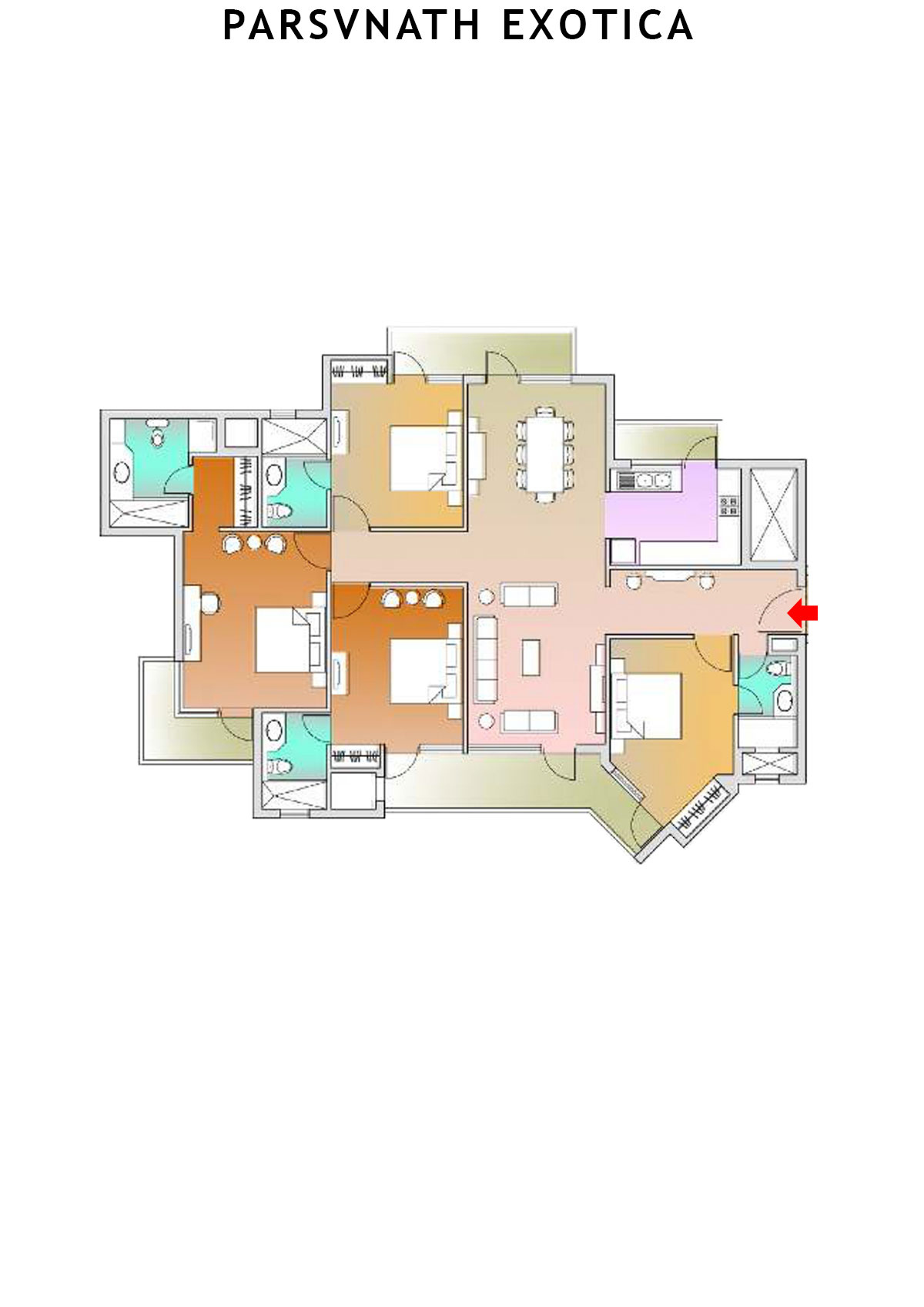 Parsvnath Exotica Tower C3 Unit 1 (Type C) Floor Plan
