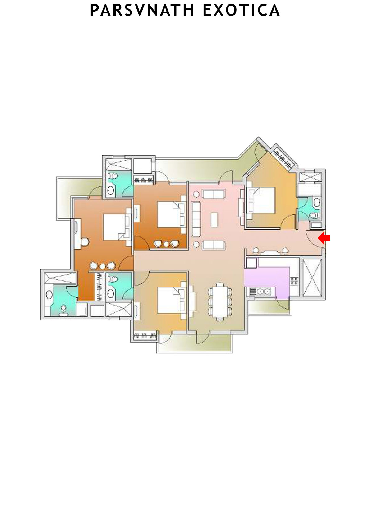 Parsvnath Exotica Tower C6 Unit 1 (Type C) Floor Plan