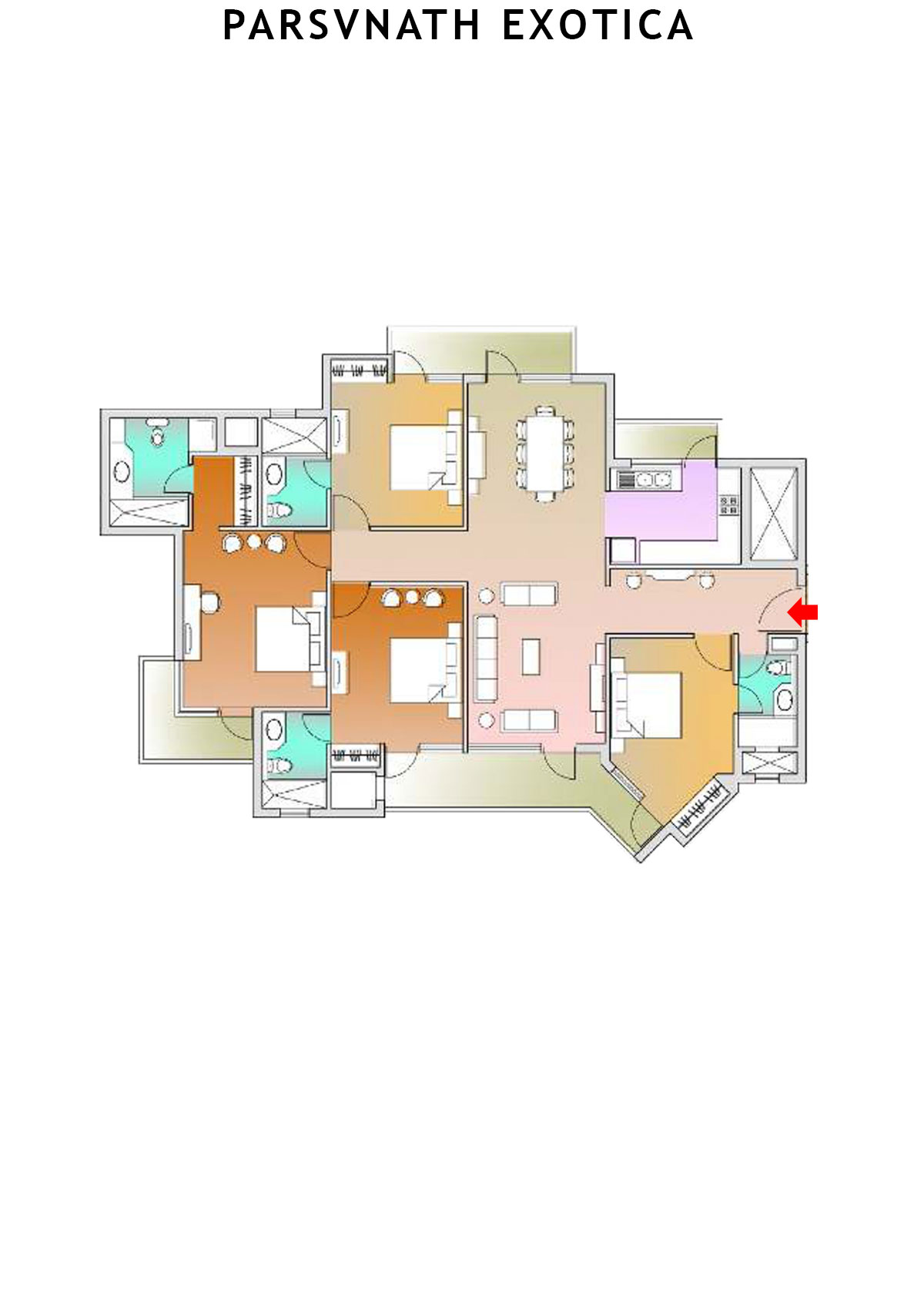 Parsvnath Exotica Tower C7 Unit 1 (Type C) Floor Plan
