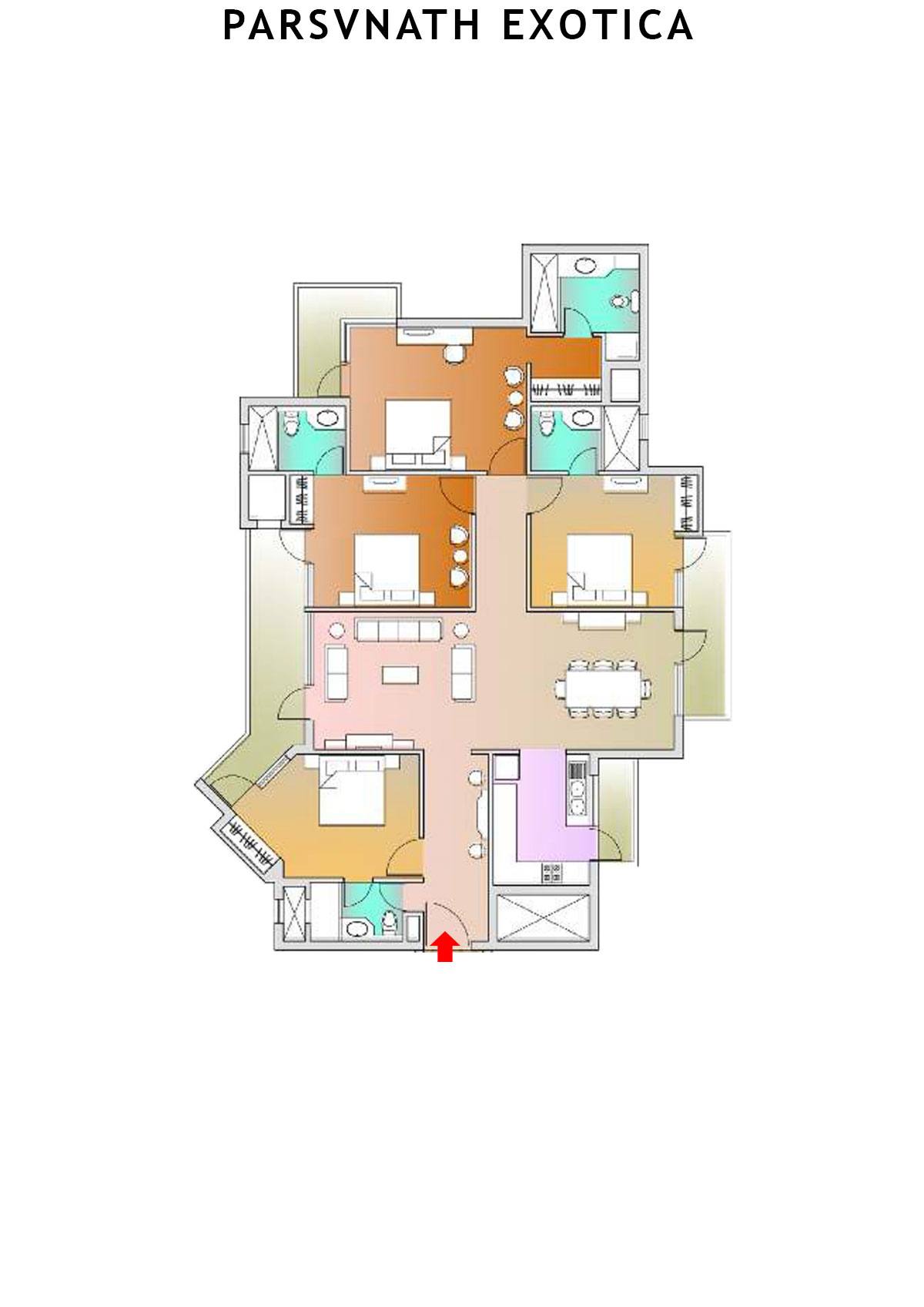 Parsvnath Exotica Tower C7 Unit 2 (Type C) Floor Plan