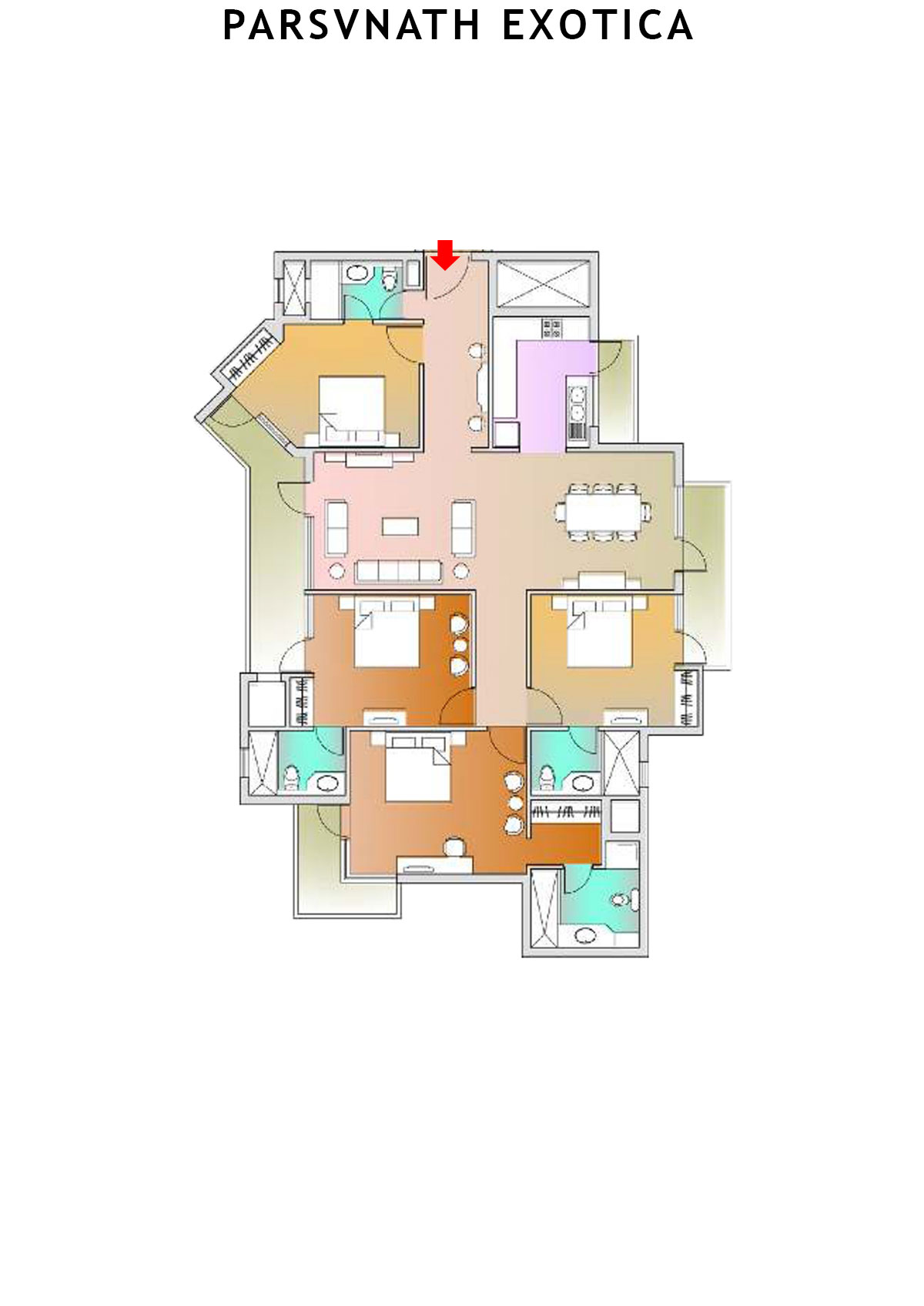 Parsvnath Exotica Tower C7 Unit 3 (Type C) Floor Plan