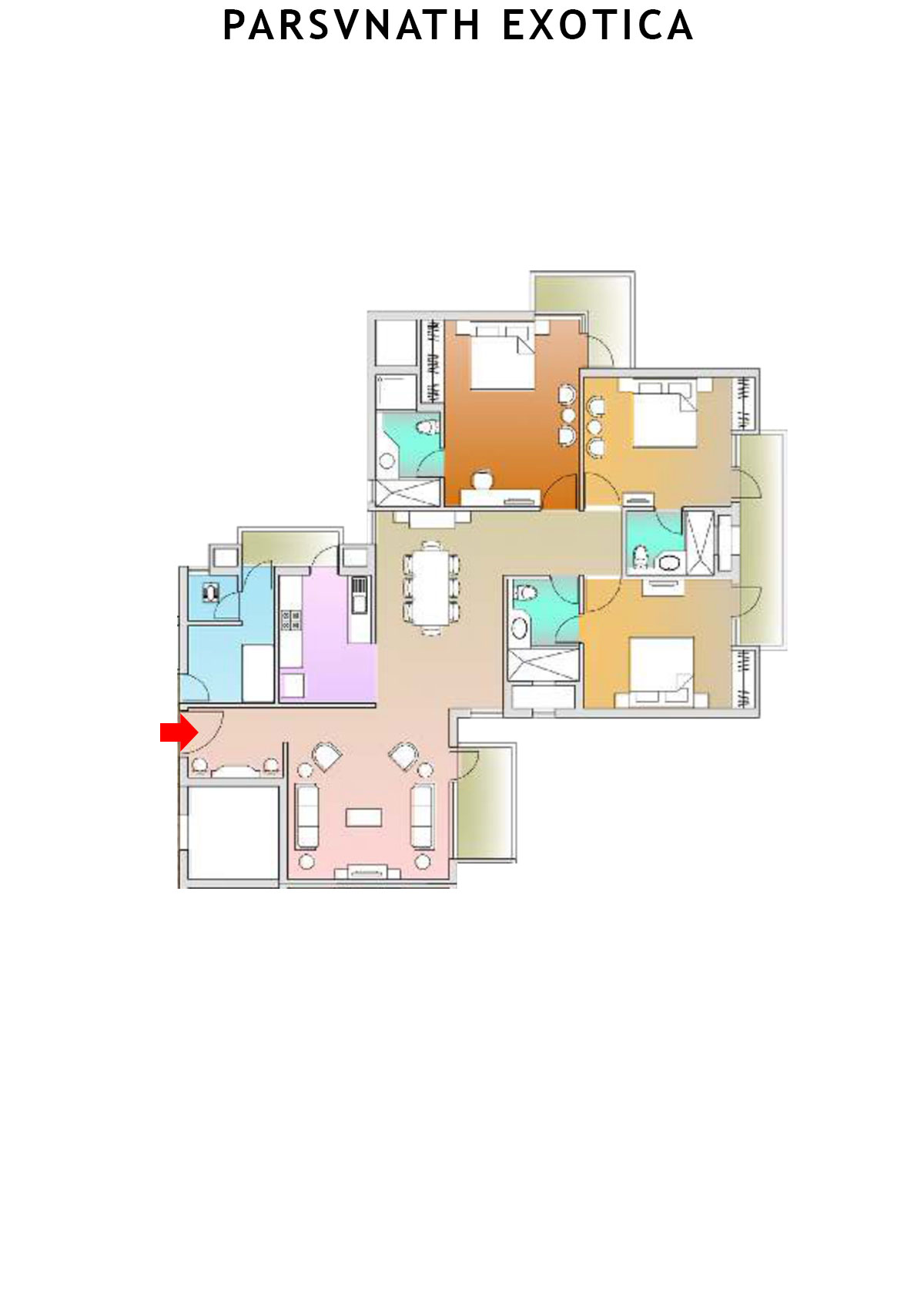Parsvnath Exotica Tower D1 Unit 1 (Type D) Floor Plan