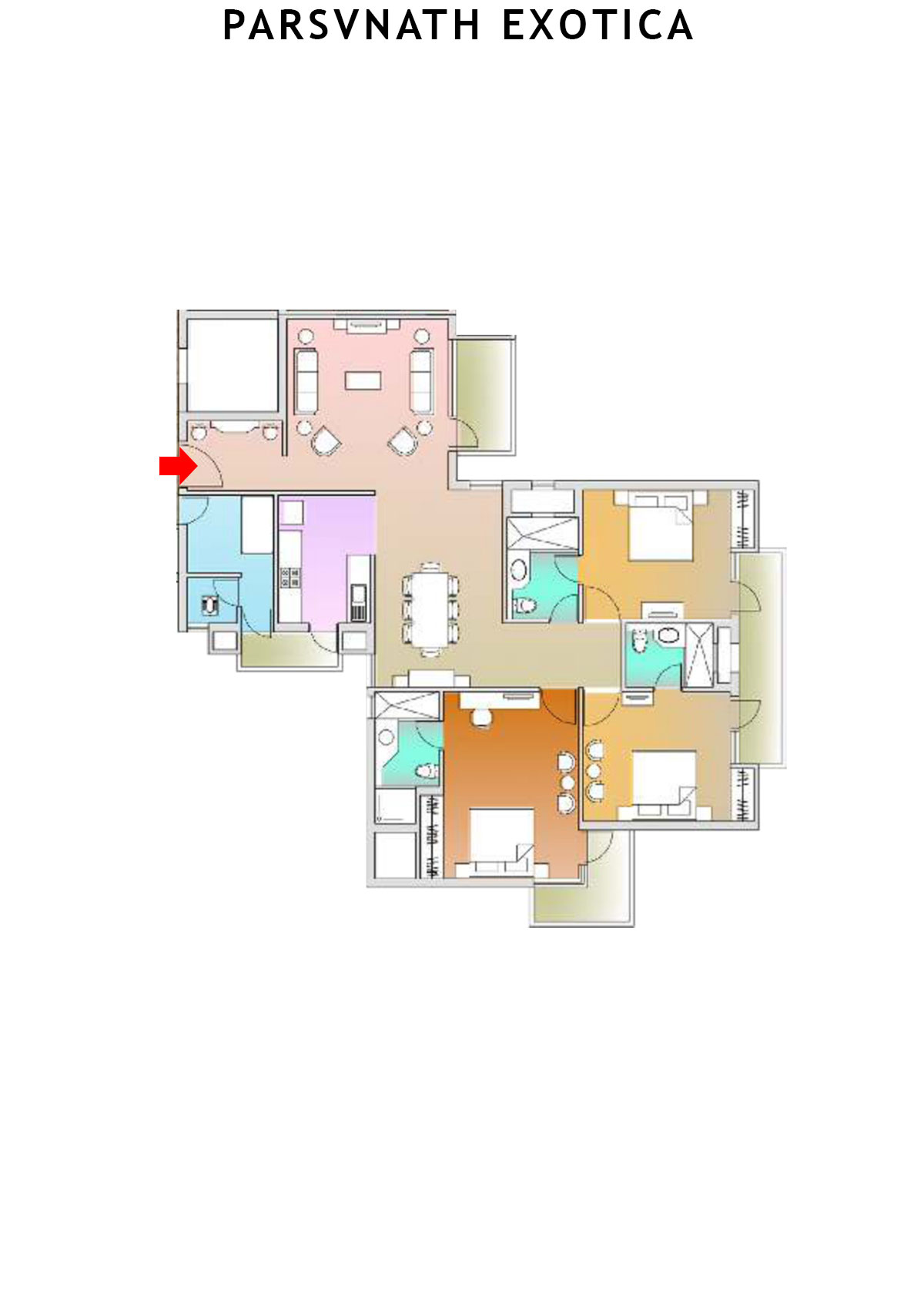 Parsvnath Exotica Tower D1 Unit 4 (Type D) Floor Plan