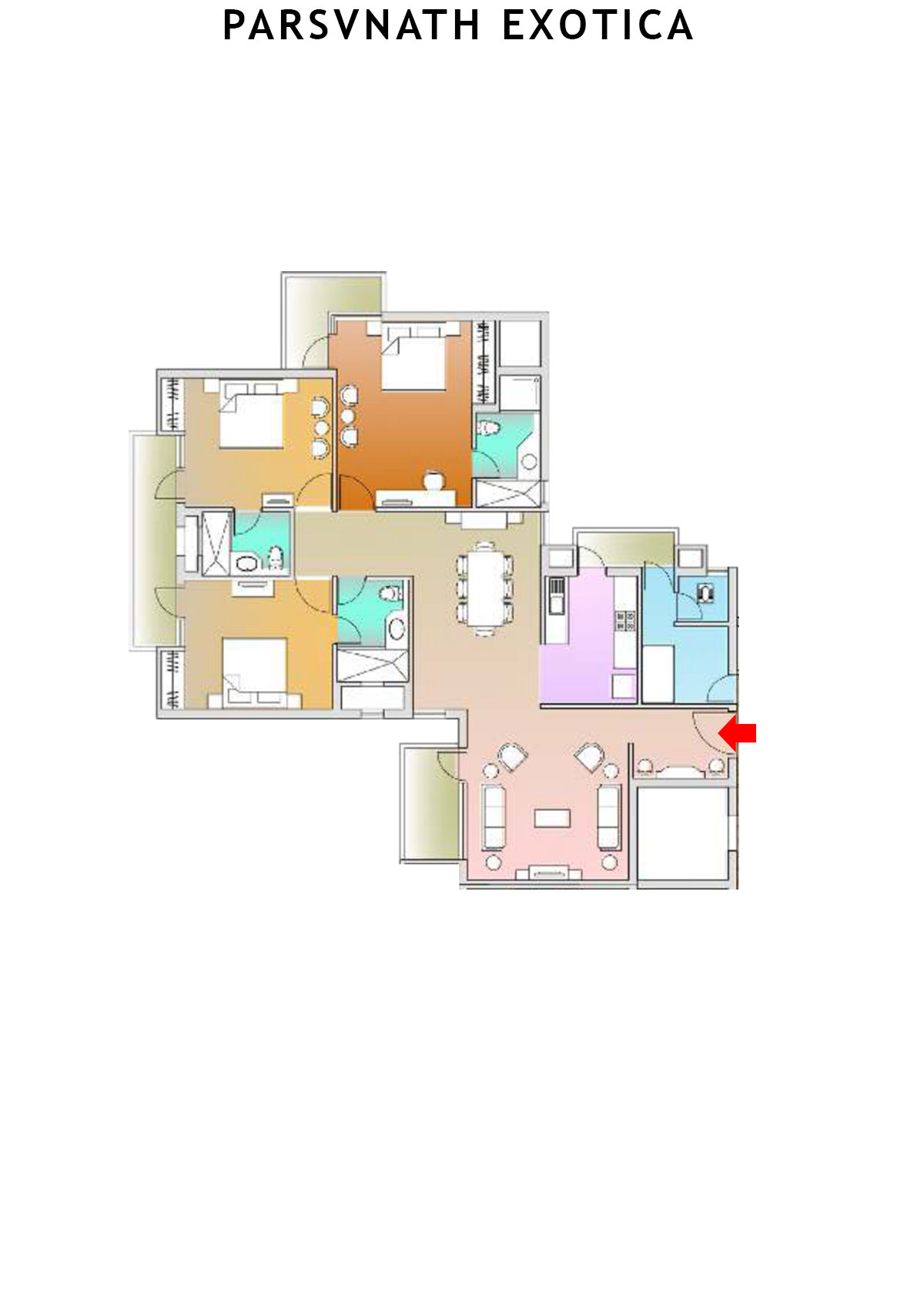 Parsvnath Exotica Tower D2 Unit 2 (Type D) Floor Plan