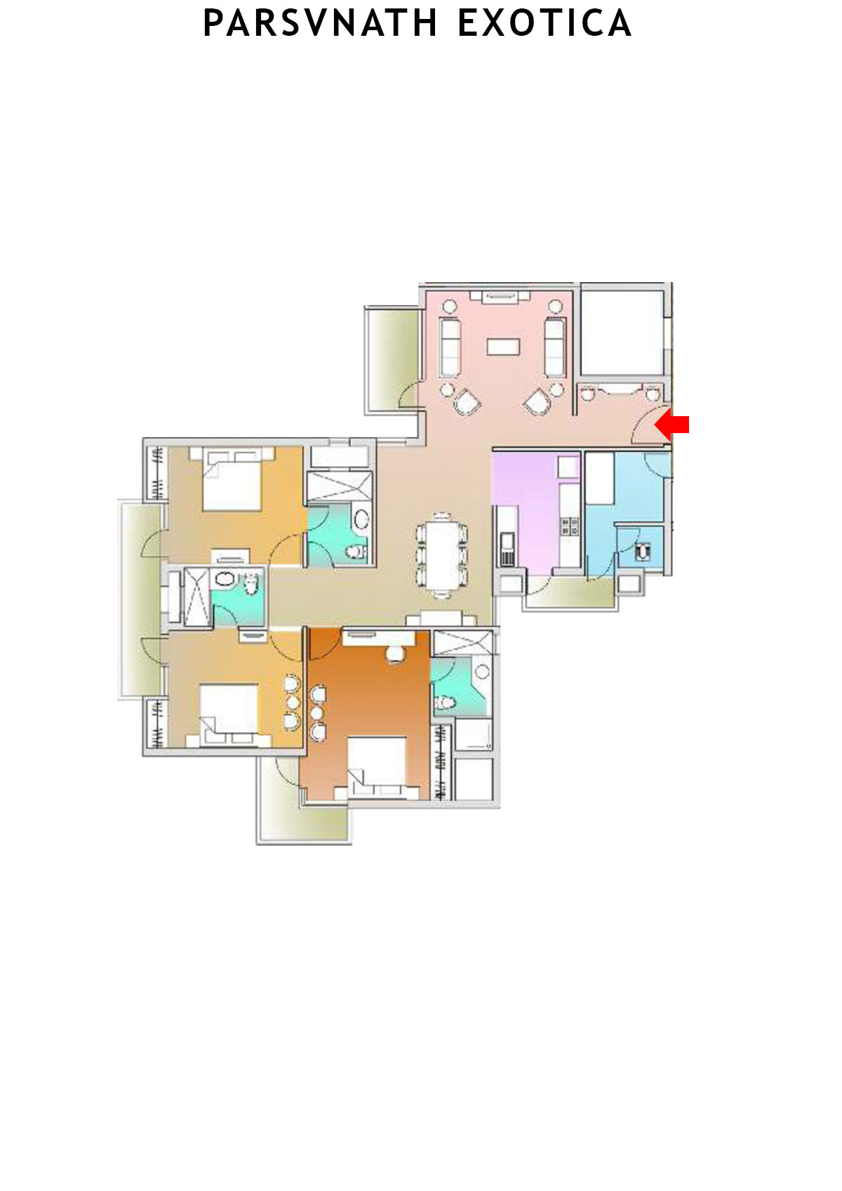 Parsvnath Exotica Tower D3 Unit 3 (Type D) Floor Plan