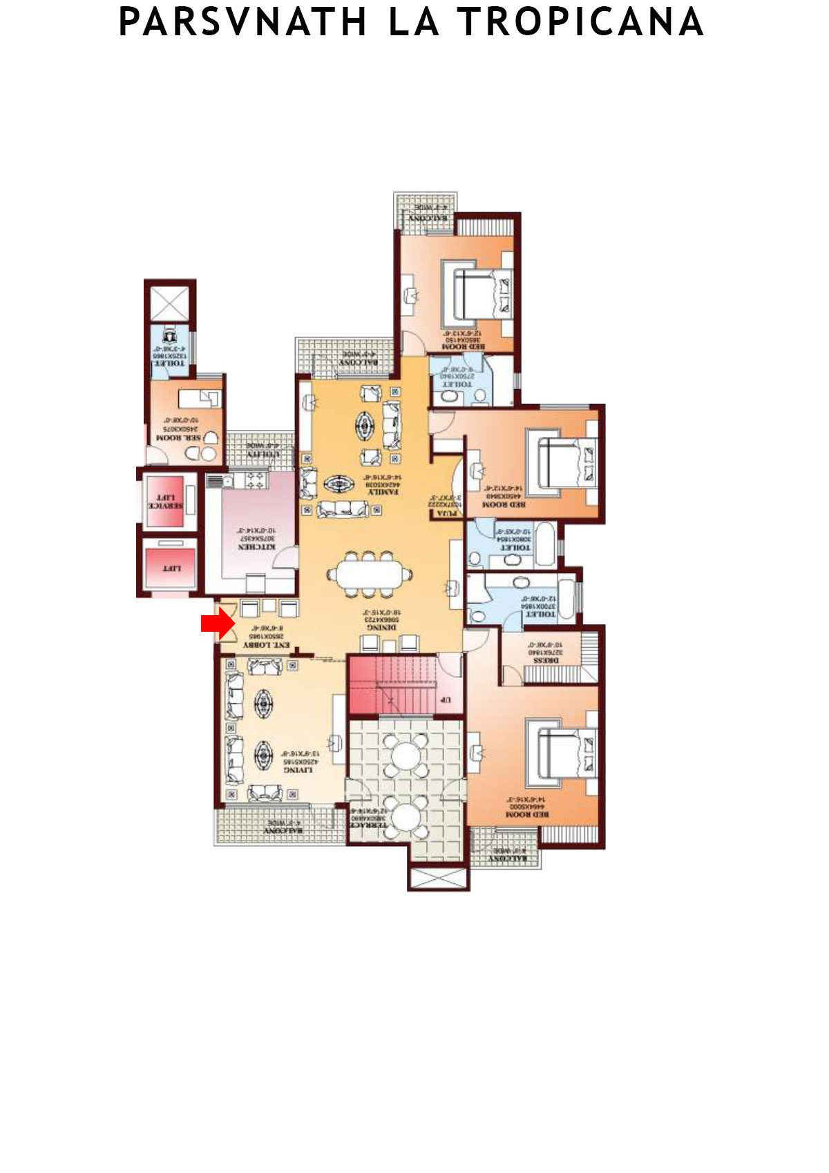 Parsvnath La Tropicana Tower 10 Unit 2 (Penthouse) Floor Plan