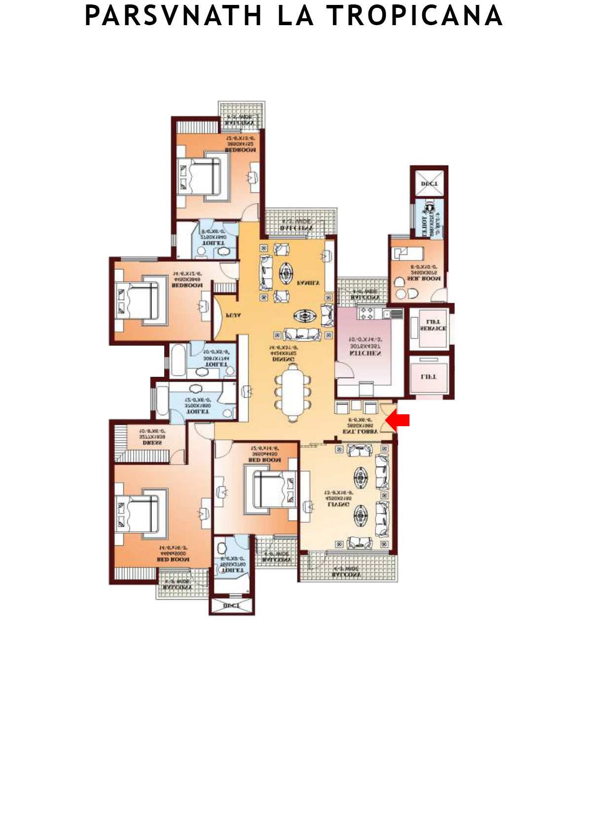 Parsvnath La Tropicana Tower 11 Unit 1 Floor Plan