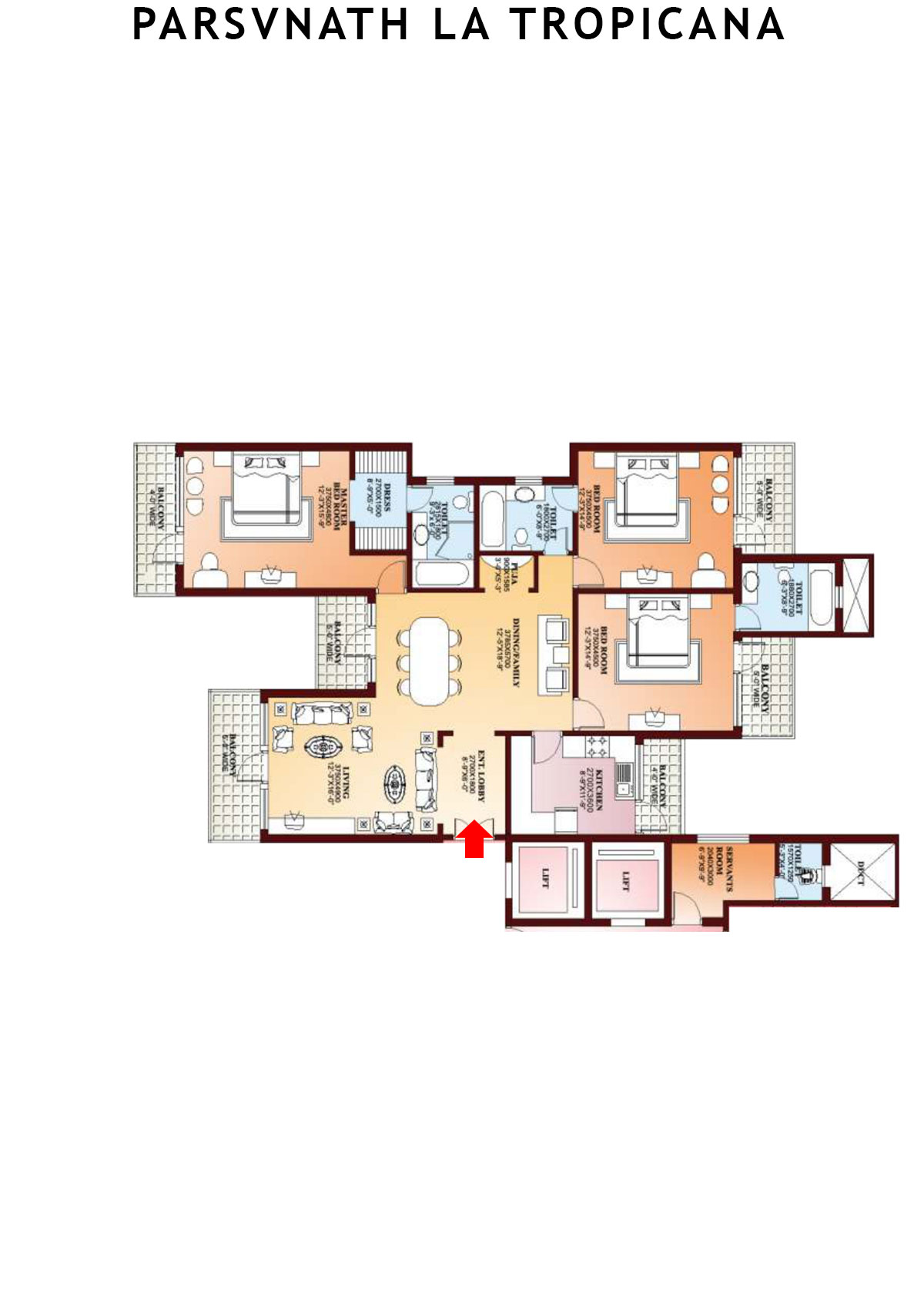 Parsvnath La Tropicana Tower 15 Unit 1 Floor Plan