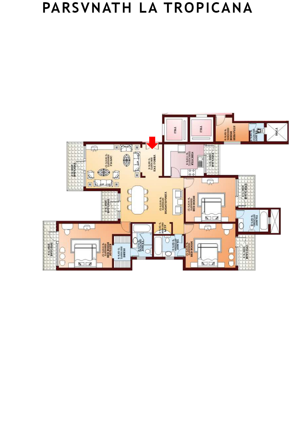 Parsvnath La Tropicana Tower 15 Unit 2 Floor Plan