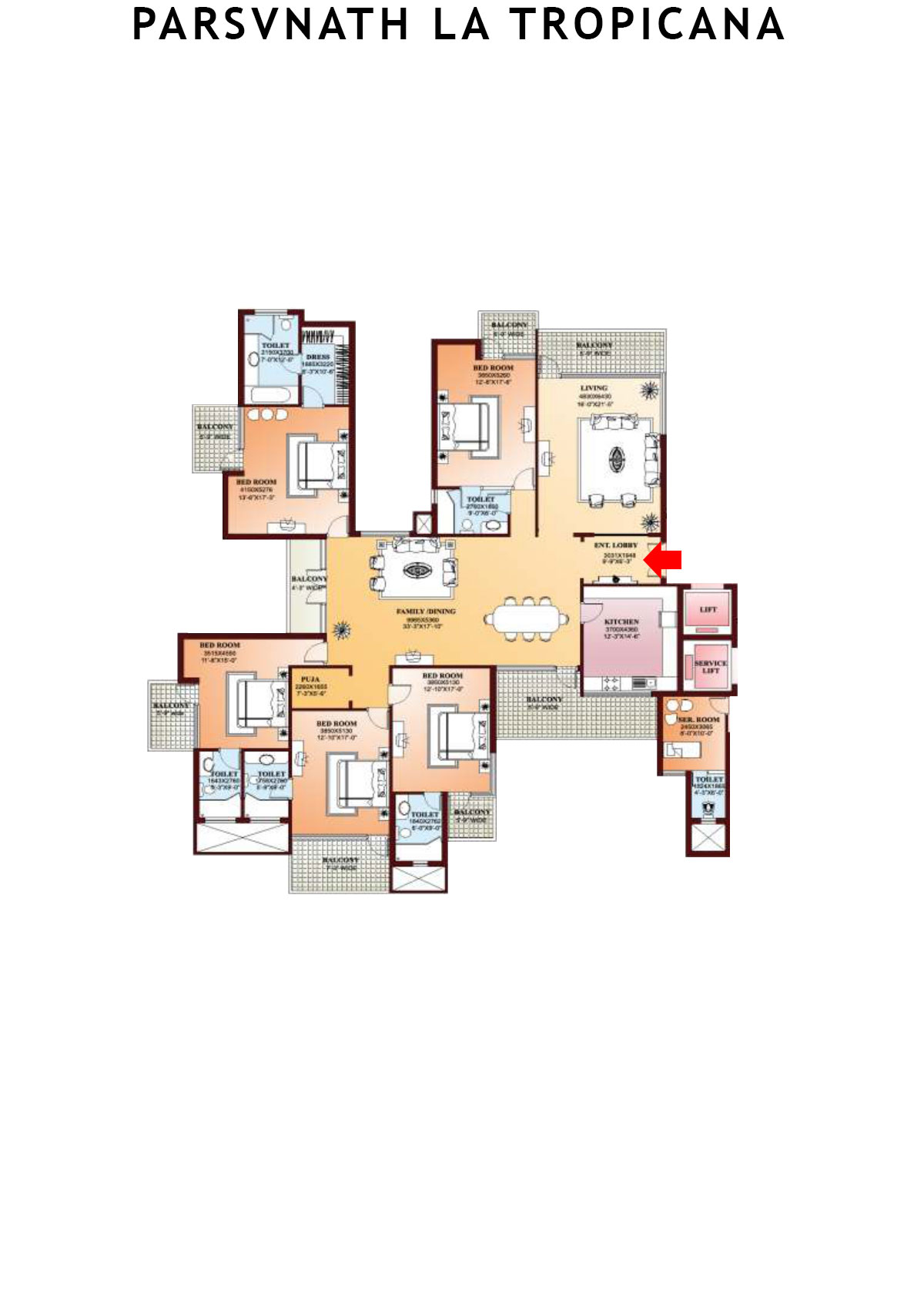 Parsvnath La Tropicana Tower 17 Unit 1 Floor Plan