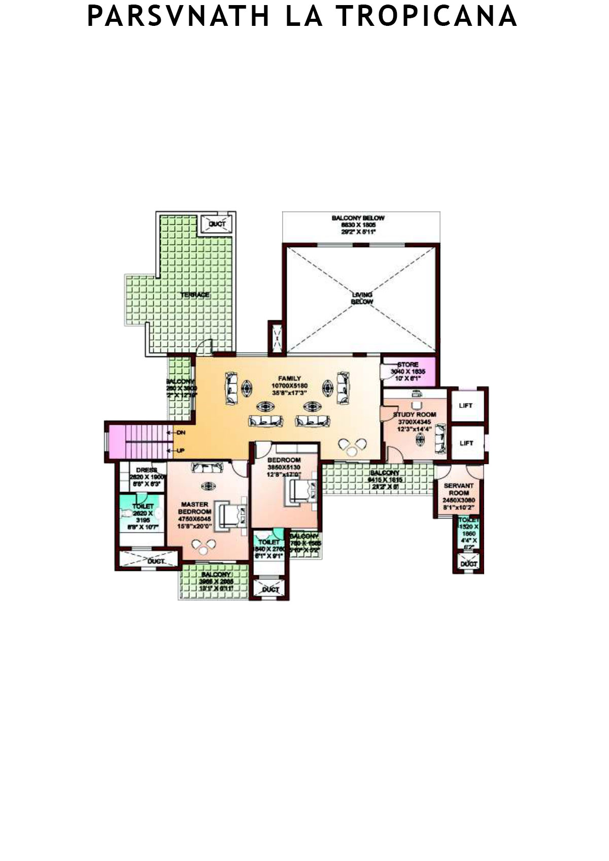 Parsvnath La Tropicana Tower 18 Unit 1 (Penthouse) Floor Plan