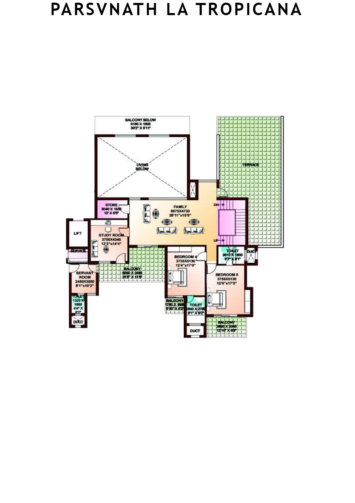 Parsvnath La Tropicana Tower 19 Unit 2 (Penthouse) Floor Plan