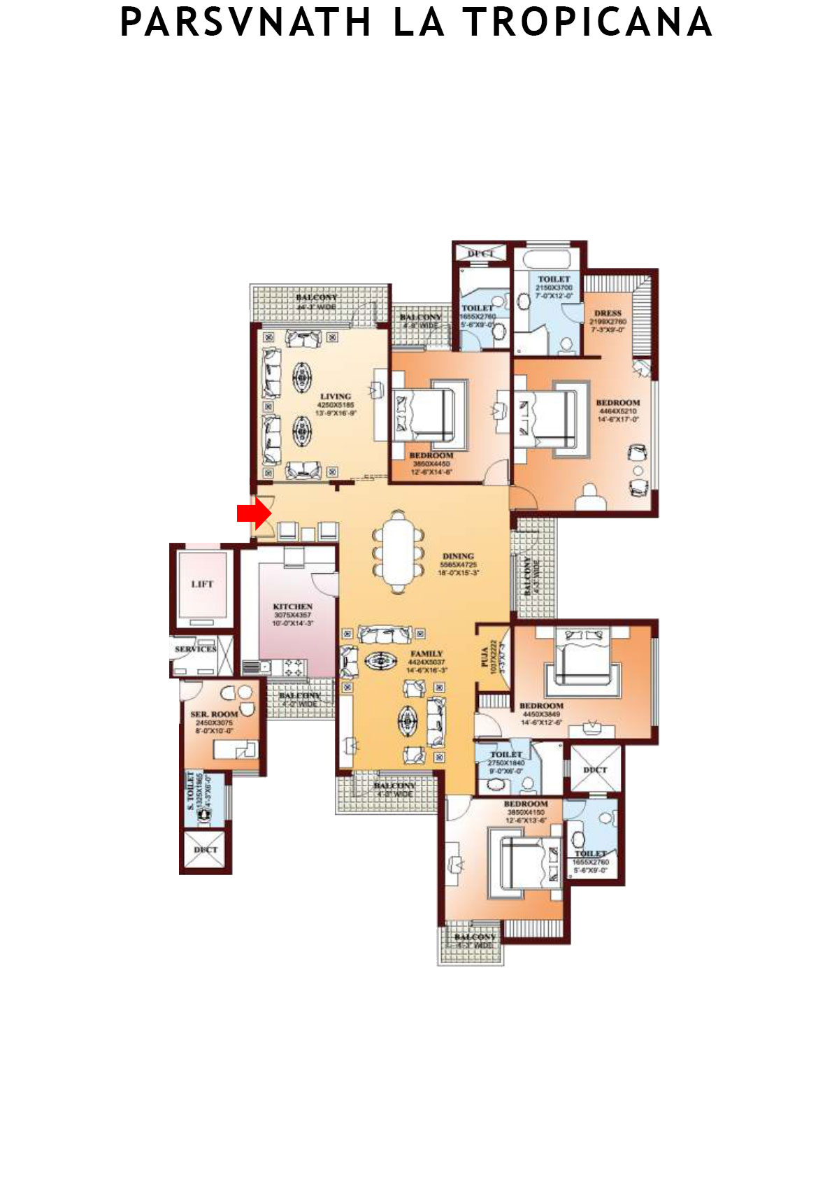 Parsvnath La Tropicana Tower 1 Unit 1 Floor Plan