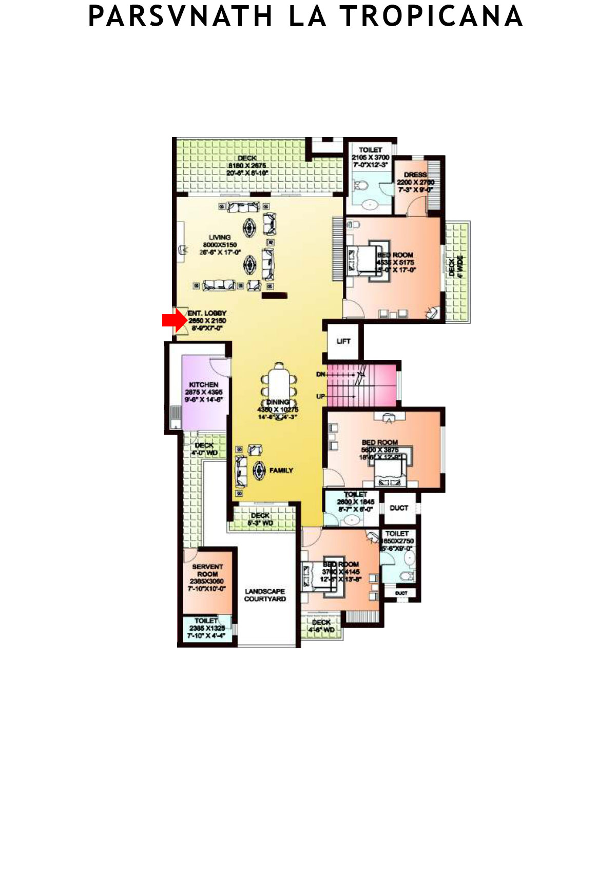 Parsvnath La Tropicana Tower 1 Unit 1 (Villa) Floor Plan