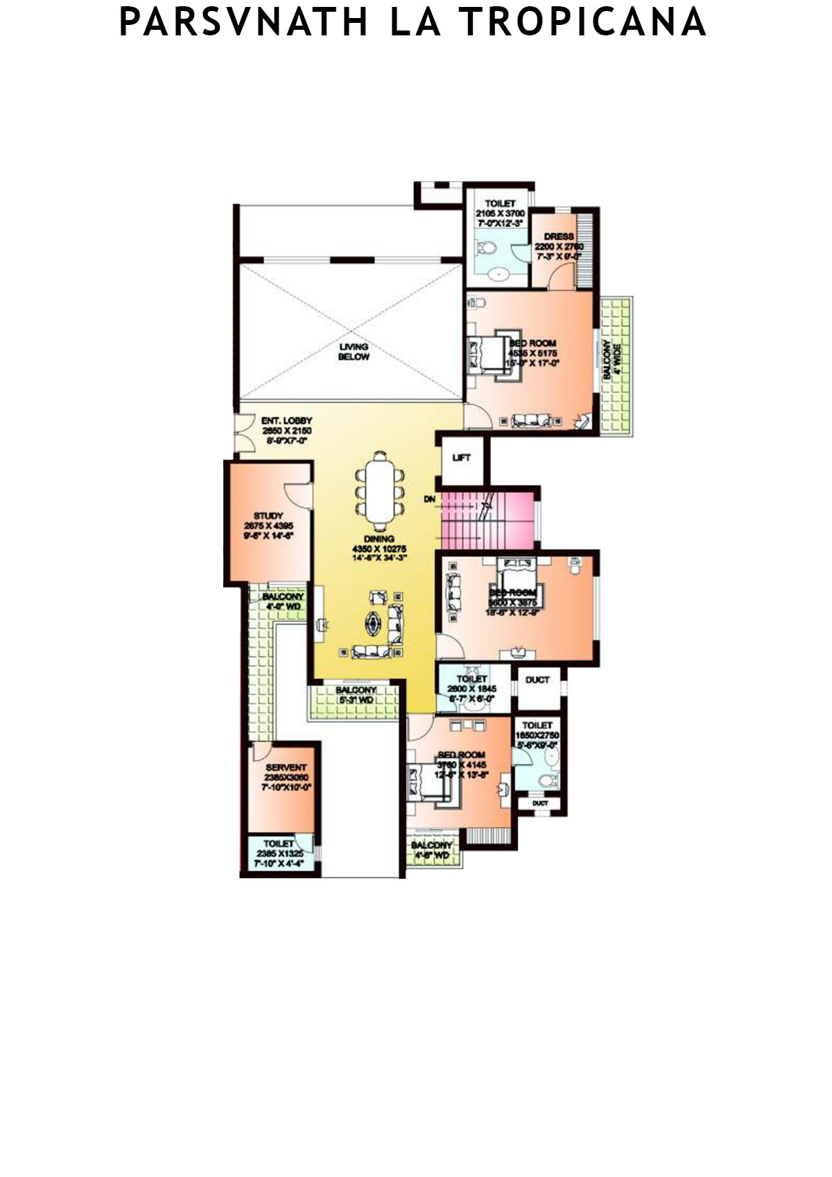 Parsvnath La Tropicana Tower 1 Unit 1 (Villa) Floor Plan