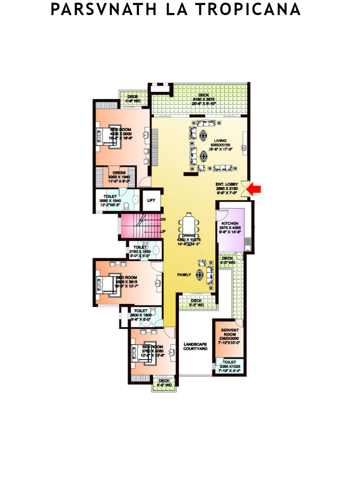 Parsvnath La Tropicana Tower 1 Unit 2 (Villa) Floor Plan