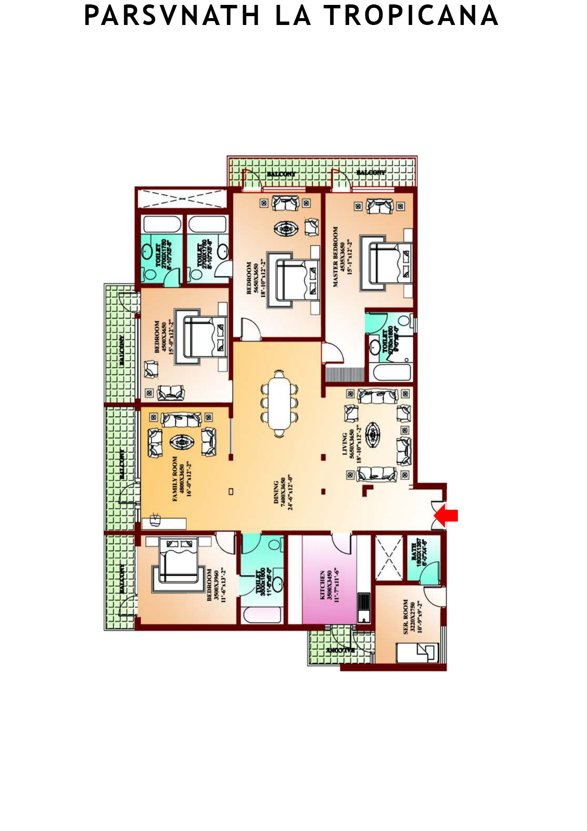 Parsvnath La Tropicana Tower 21 Unit 1 Floor Plan