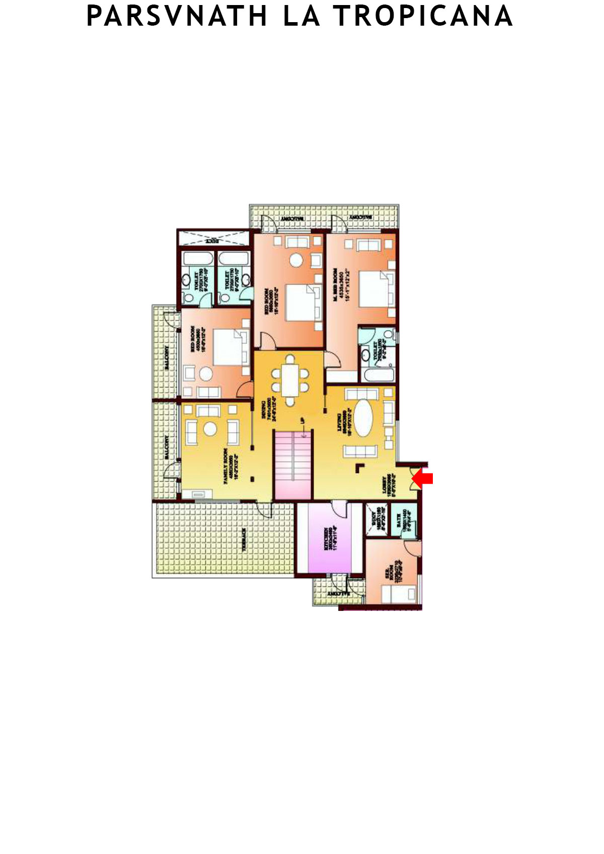 Parsvnath La Tropicana Tower 21 Unit 1 (Penthouse) Floor Plan