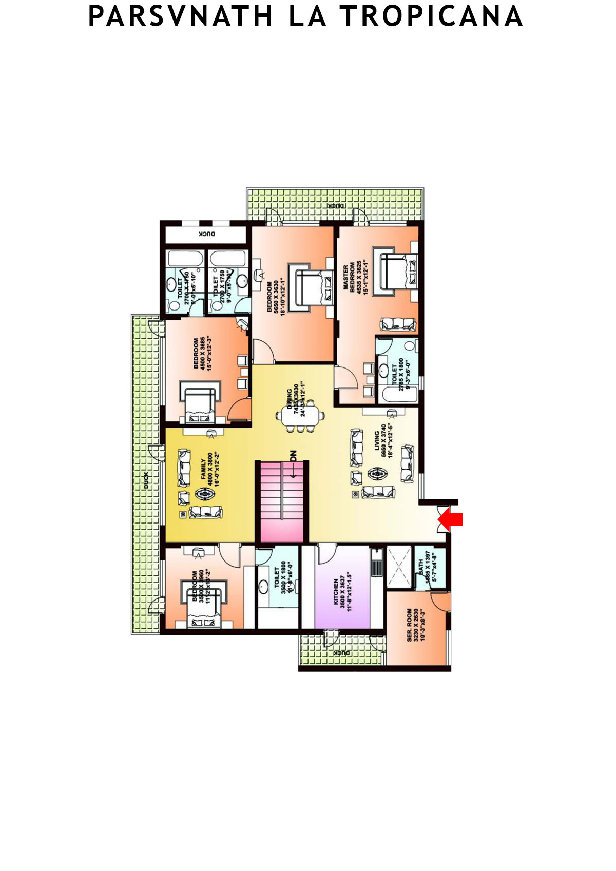 Parsvnath La Tropicana Tower 21 Unit 1 (Villa) Floor Plan