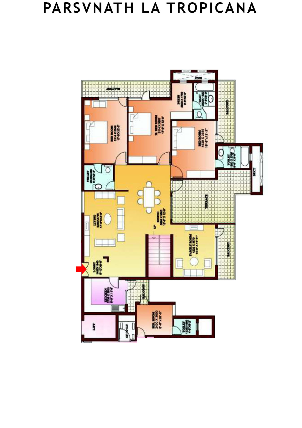Parsvnath La Tropicana Tower 21 Unit 3 (Penthouse) Floor Plan