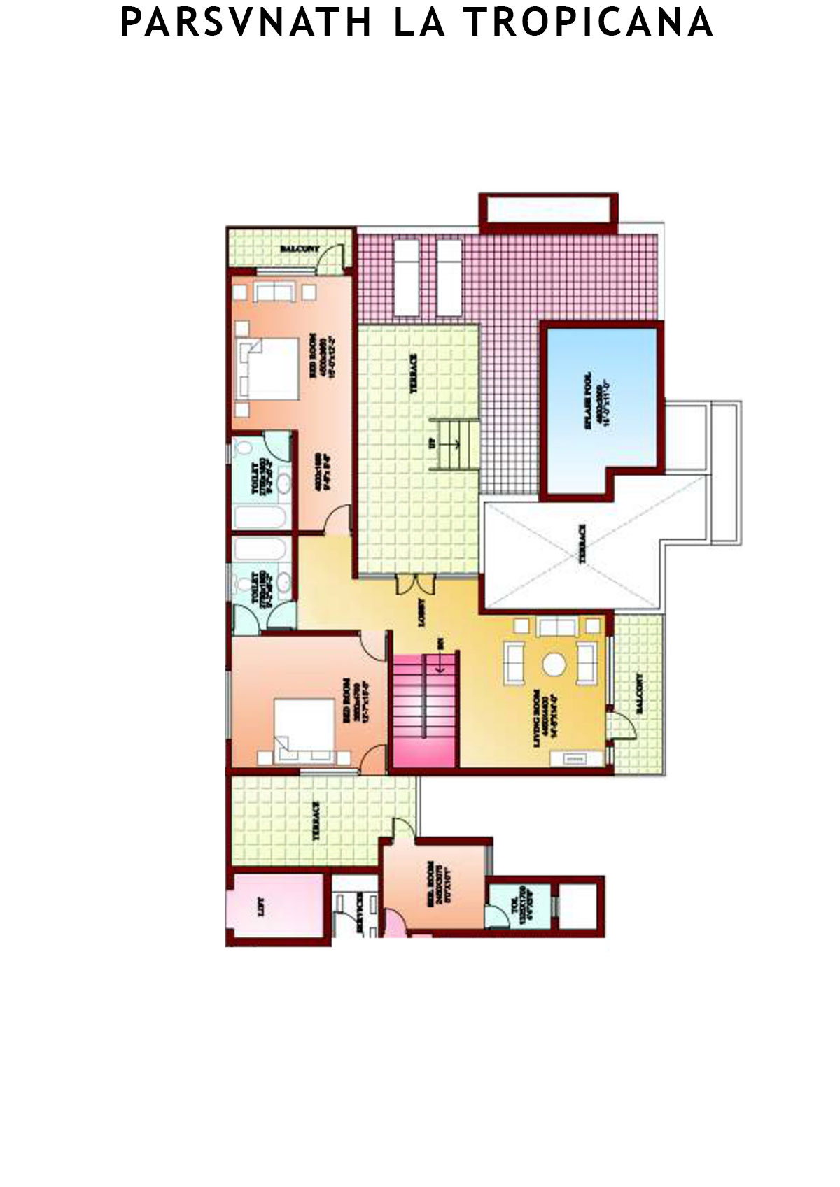 Parsvnath La Tropicana Tower 21 Unit 3 (Penthouse) Floor Plan