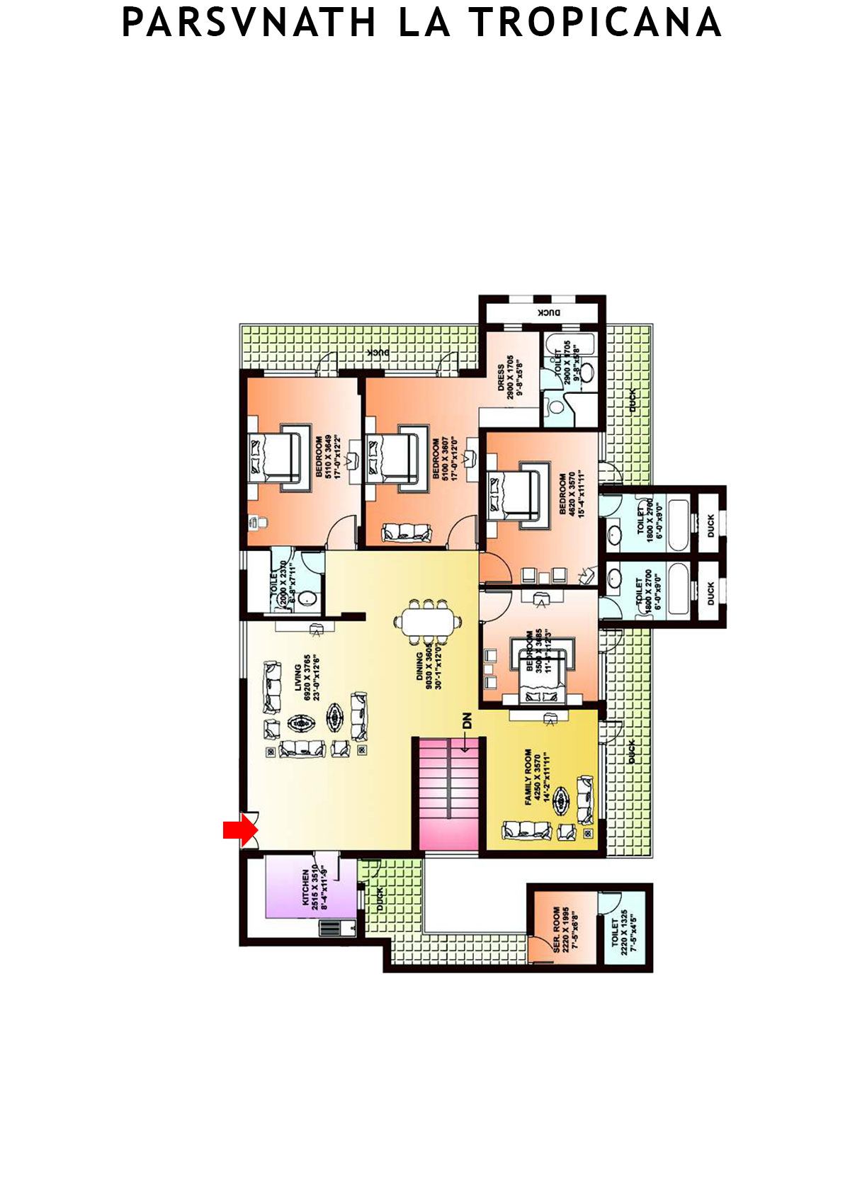 Parsvnath La Tropicana Tower 21 Unit 3 (Villa) Floor Plan