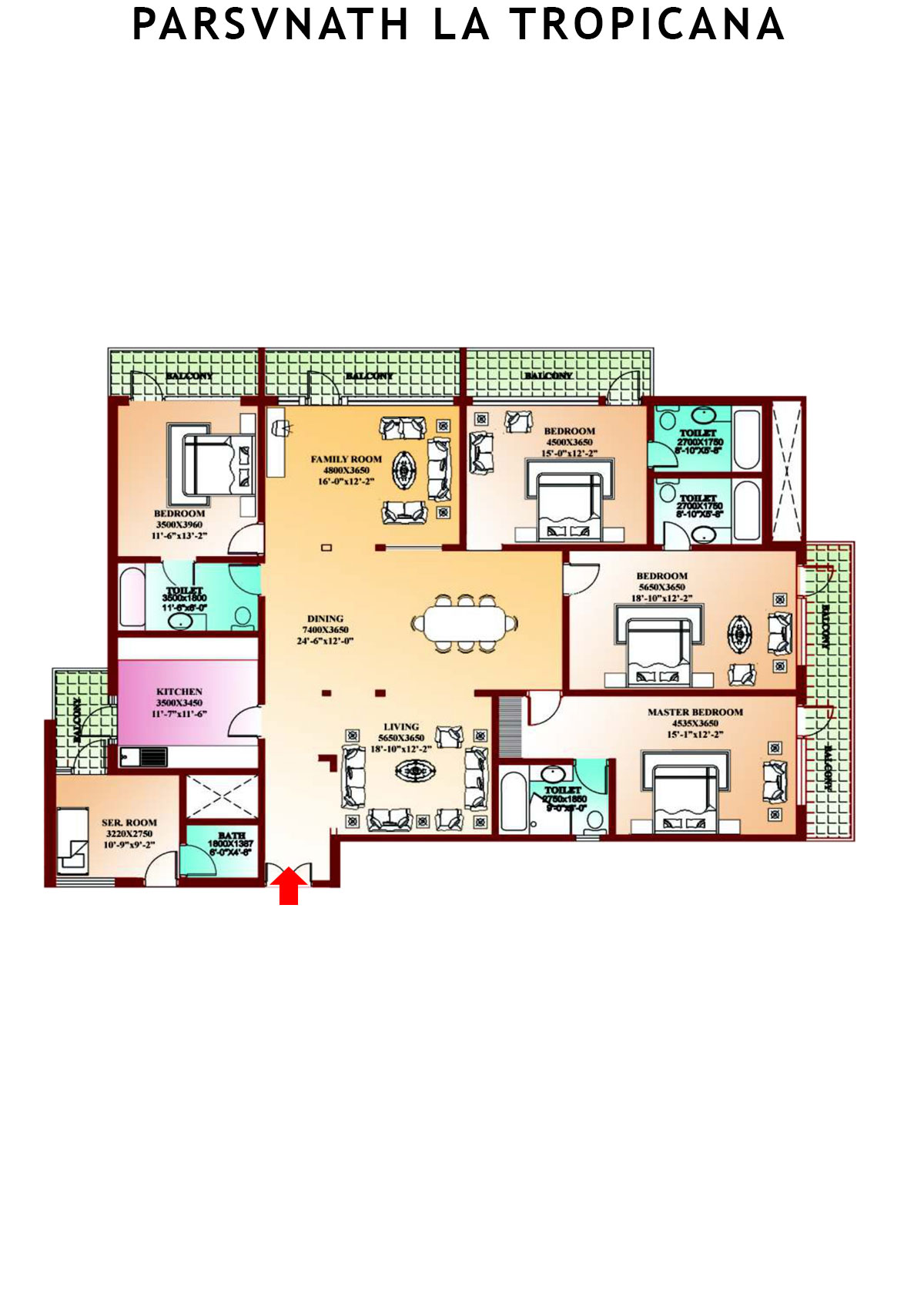 Parsvnath La Tropicana Tower 23 Unit 1 Floor Plan
